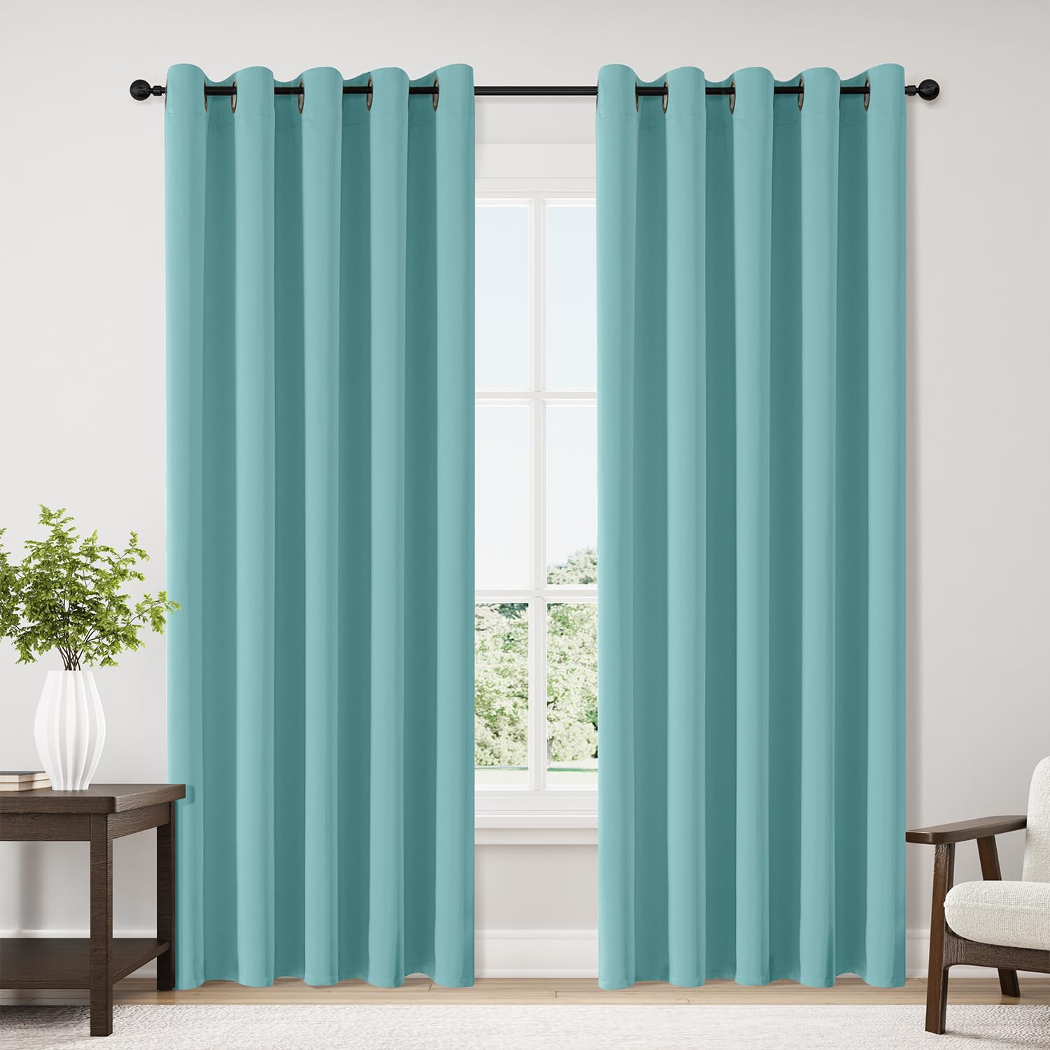 ChrisDowa Grommet Blackout Curtains for Bedroom and Living Room - 2 Panels Set Thermal Insulated Room Darkening Curtains (Dark Grey, 42 x 63 Inch)