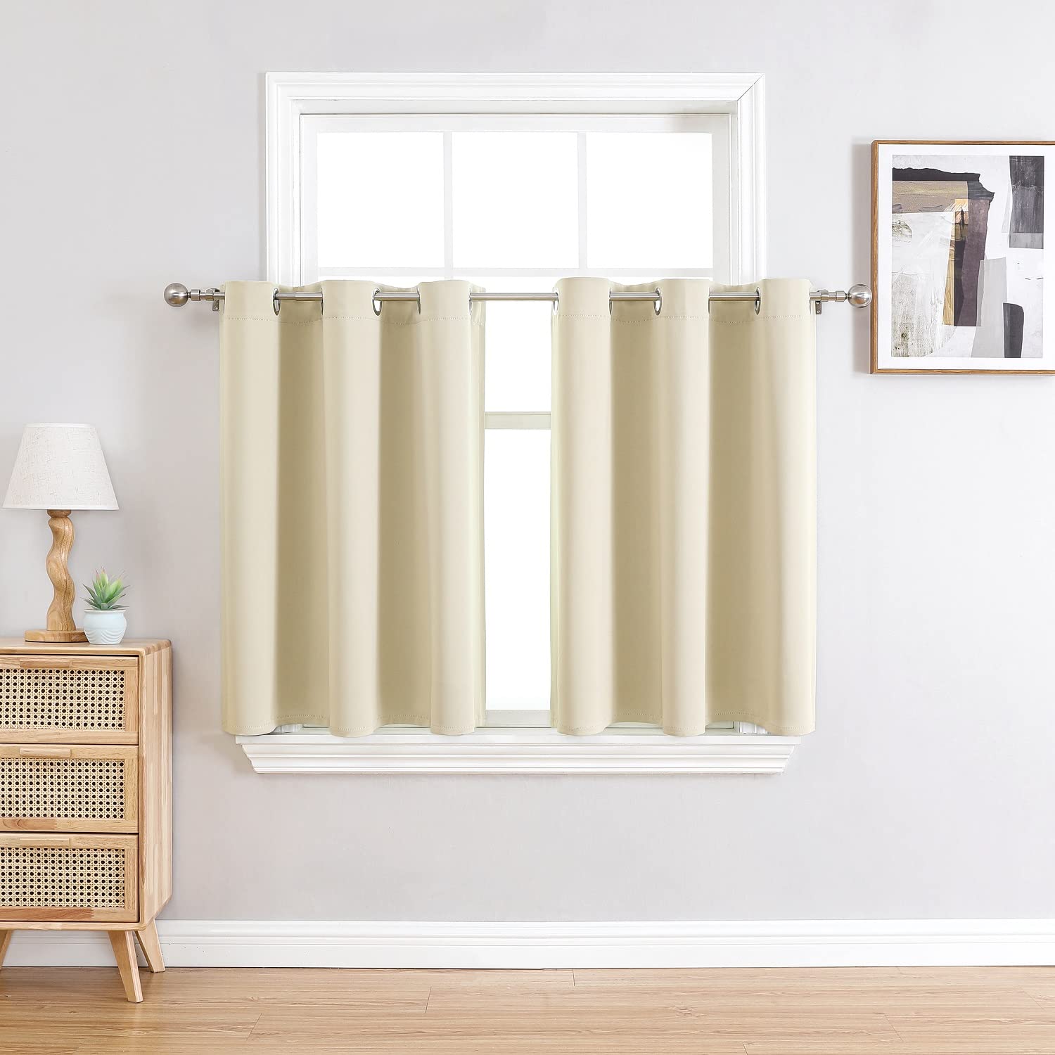 ChrisDowa Grommet Blackout Curtains for Bedroom and Living Room - 2 Panels Set Thermal Insulated Room Darkening Curtains (Dark Grey, 42 x 63 Inch)