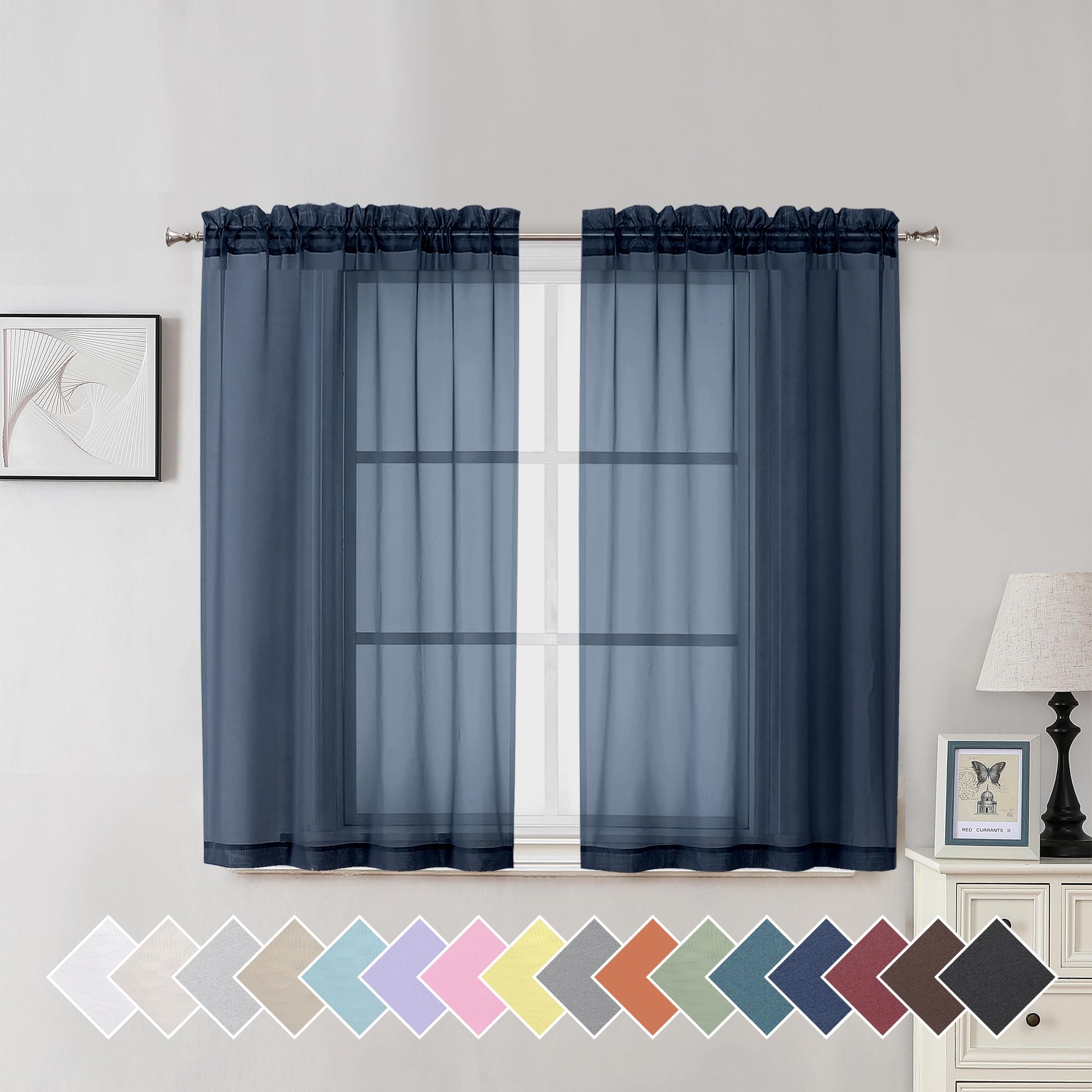 Aiyufeng Blush Pink Sheer Curtains 84 Inches Long 2 Panels Set, Light Filtering Soft Airy Voile Rod Pocket Baby Pink Sheer Window Drapes for Bedroom Living Room, Each 40Wx84L Inches