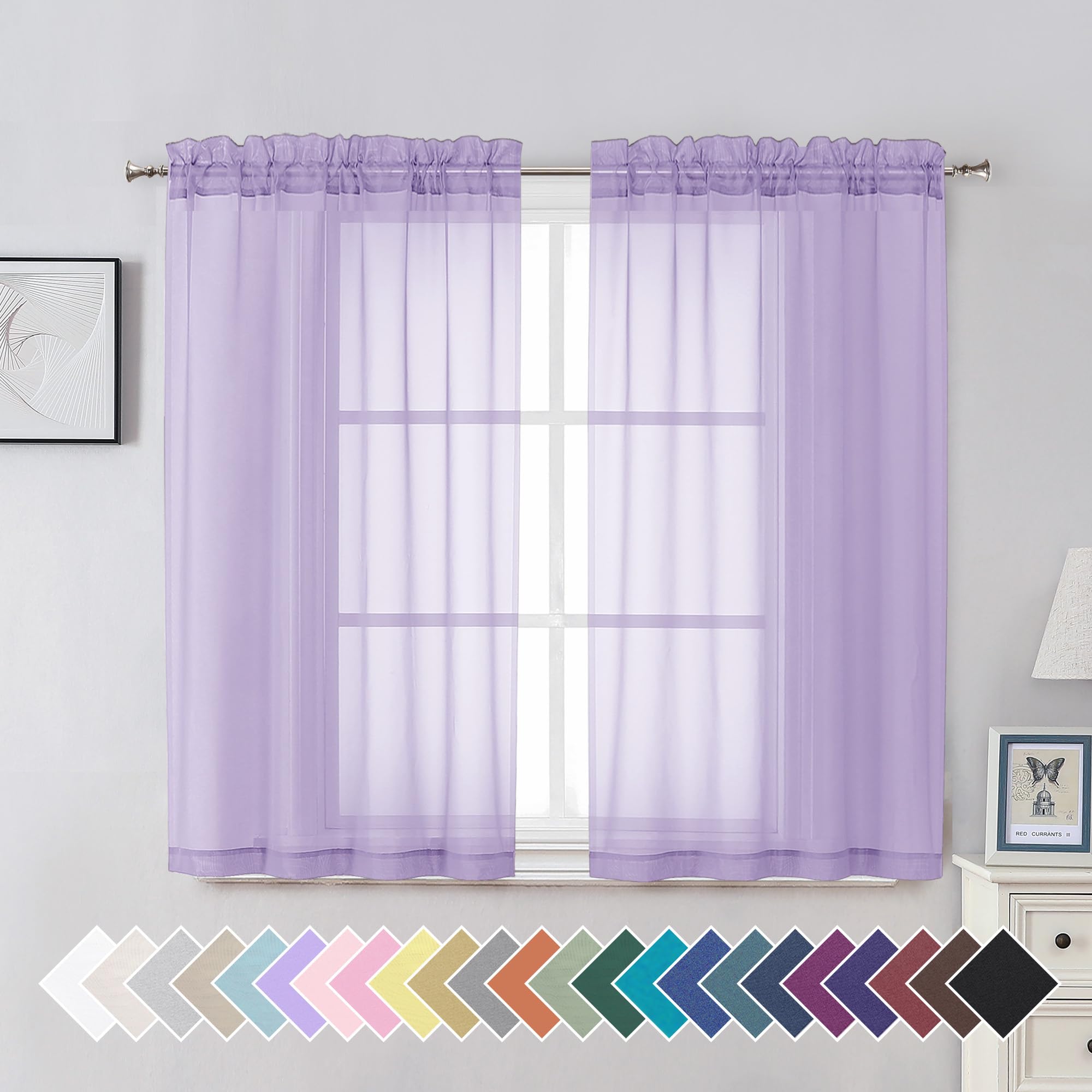Aiyufeng Blush Pink Sheer Curtains 84 Inches Long 2 Panels Set, Light Filtering Soft Airy Voile Rod Pocket Baby Pink Sheer Window Drapes for Bedroom Living Room, Each 40Wx84L Inches