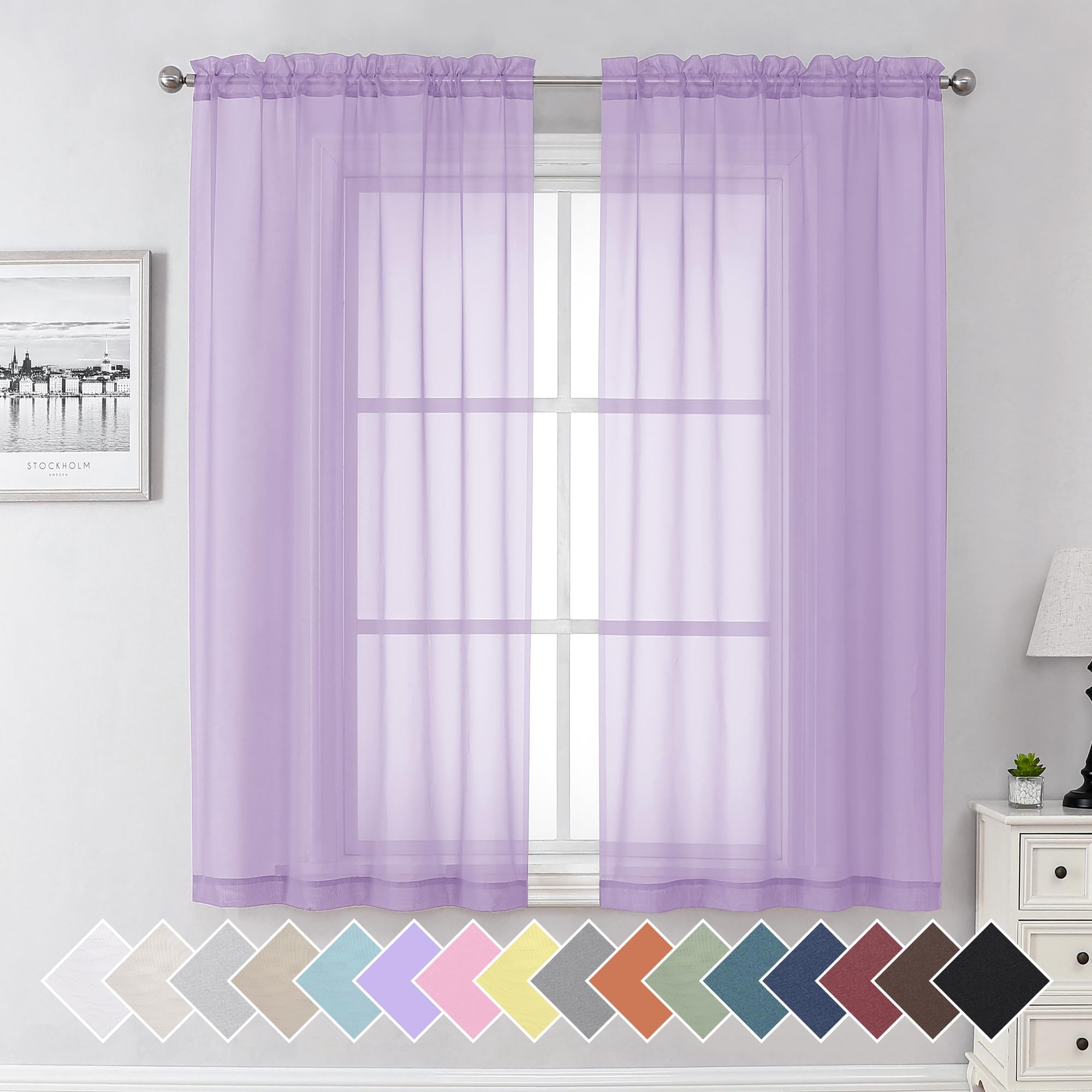 Aiyufeng Blush Pink Sheer Curtains 84 Inches Long 2 Panels Set, Light Filtering Soft Airy Voile Rod Pocket Baby Pink Sheer Window Drapes for Bedroom Living Room, Each 40Wx84L Inches