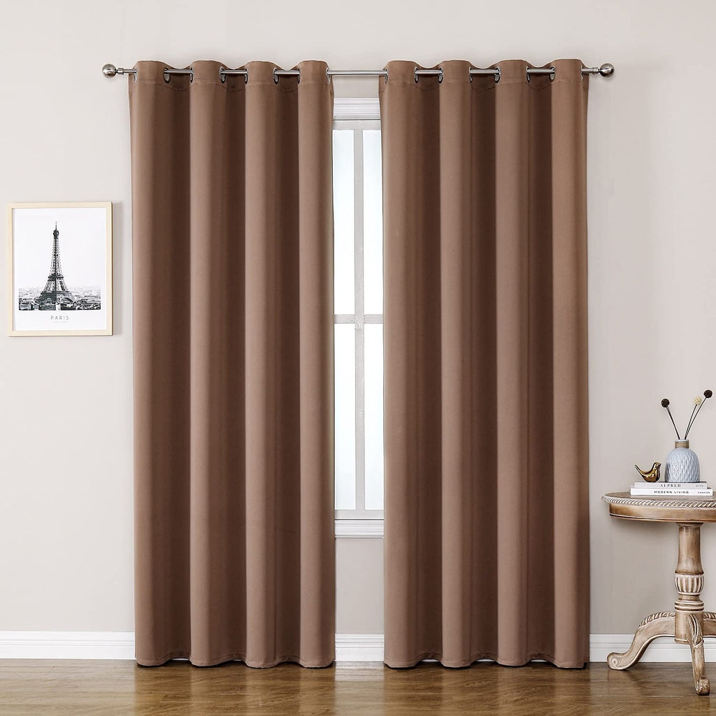 ChrisDowa Grommet Blackout Curtains for Bedroom and Living Room - 2 Panels Set Thermal Insulated Room Darkening Curtains (Dark Grey, 42 x 63 Inch)