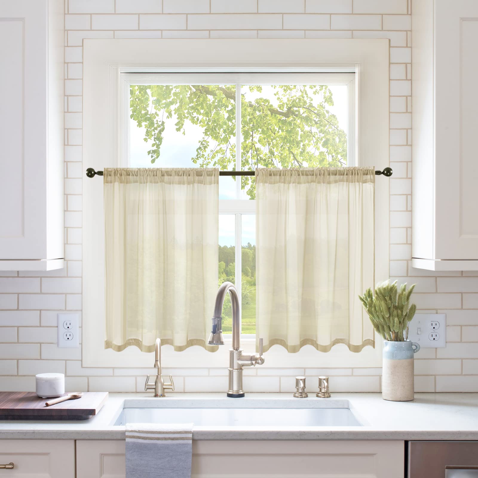 MIULEE White Sheer Curtains 96 inches Long Window Curtains 2 Panels Solid Color Elegant Window Voile Panels/Drapes/Treatment for Bedroom Living Room (54 X 96 Inches White)
