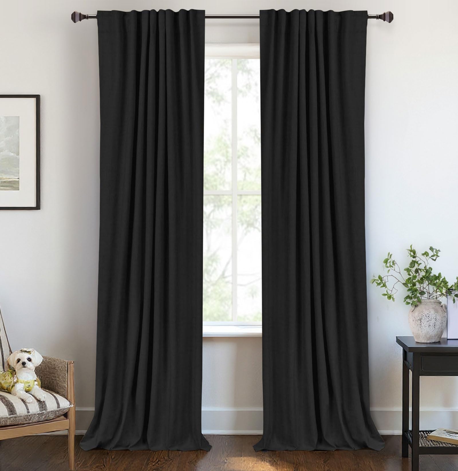 Cream Thermal Blackout Curtains 2 Panels, 50"×84", Back Tab & Rod Pocket Design