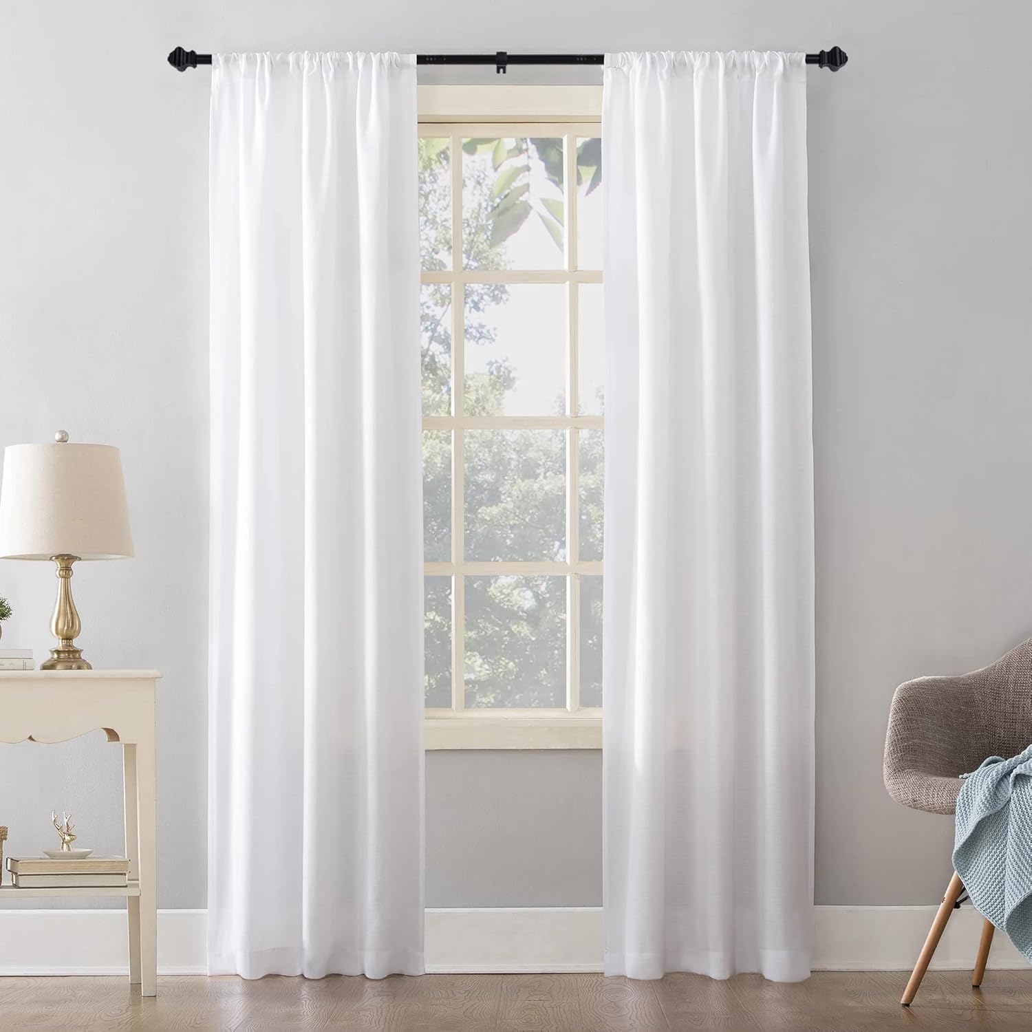 Thestoa Splicing Curtain Rods for Windows 30-46 Inch, 5/8" Diameter Black Curtain Rods 2 pack for Bedroom, Living Room, Outdoor