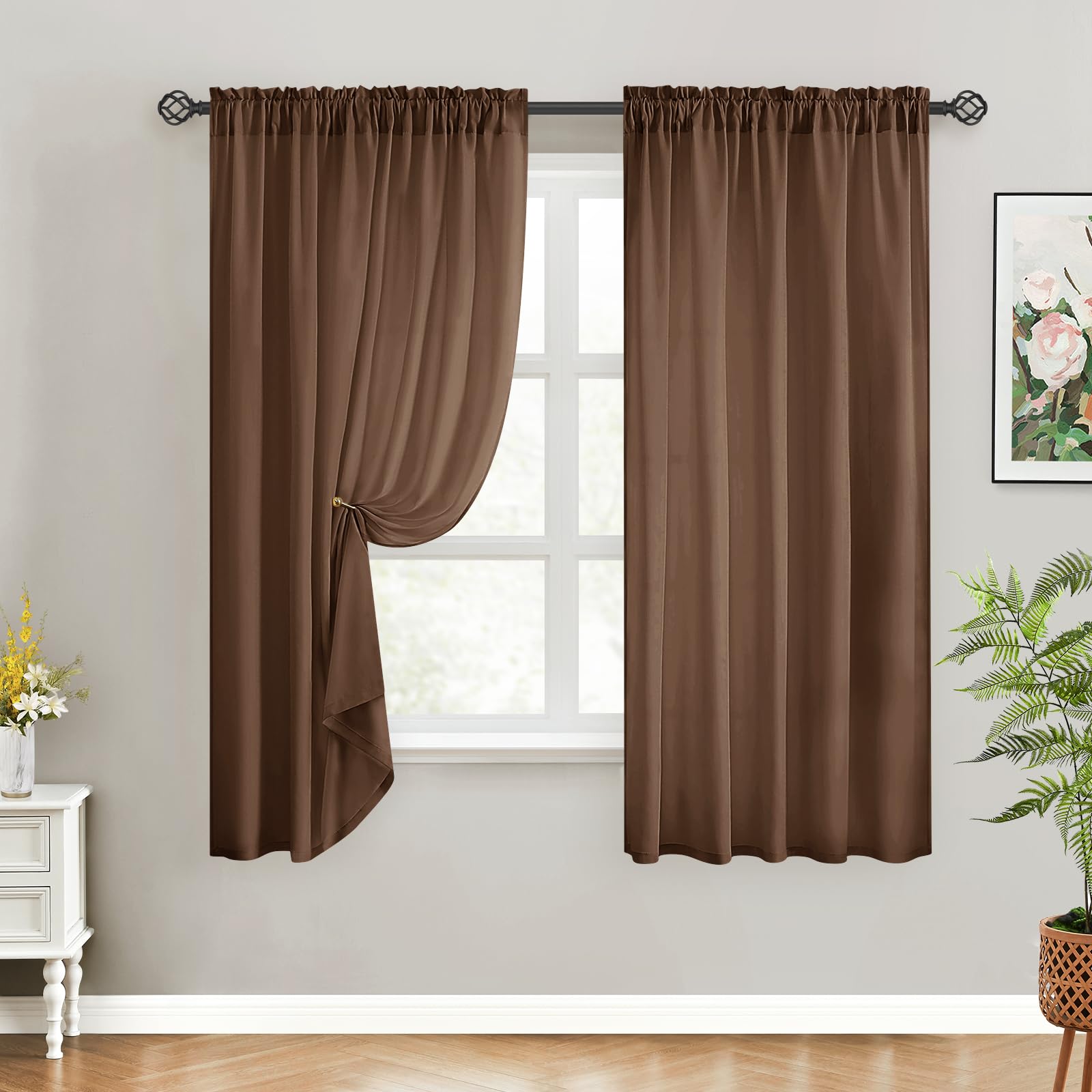 HOMEIDEAS Non-See-Through White Privacy Sheer Curtains 52 X 84 Inches Long 2 Panels Sheer Curtains Light Filtering Window Curtains Drapes for Bedroom Living Room