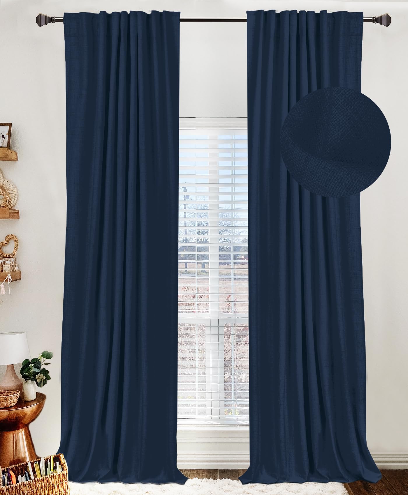 Cream Thermal Blackout Curtains 2 Panels, 50"×84", Back Tab & Rod Pocket Design