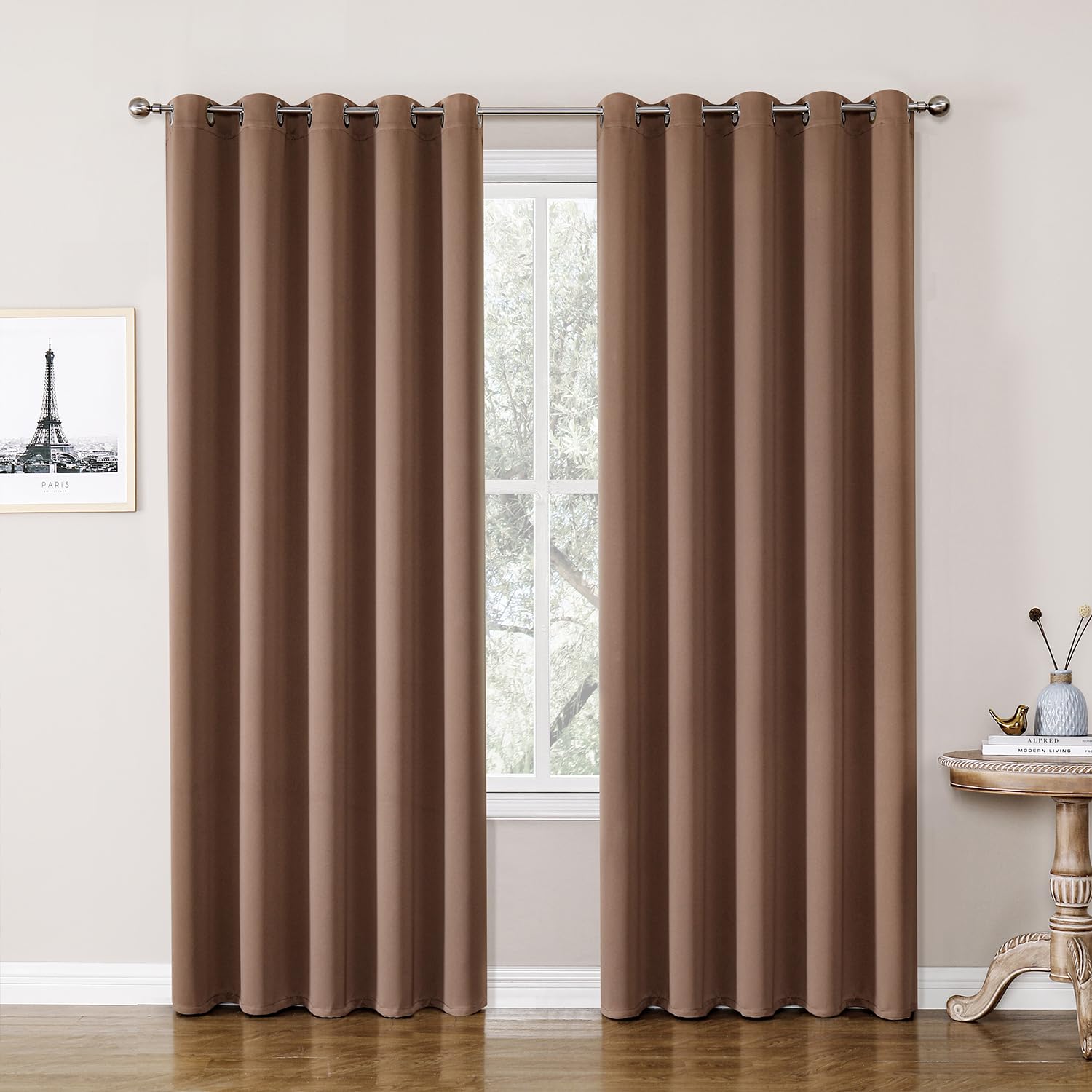 ChrisDowa Grommet Blackout Curtains for Bedroom and Living Room - 2 Panels Set Thermal Insulated Room Darkening Curtains (Dark Grey, 42 x 63 Inch)