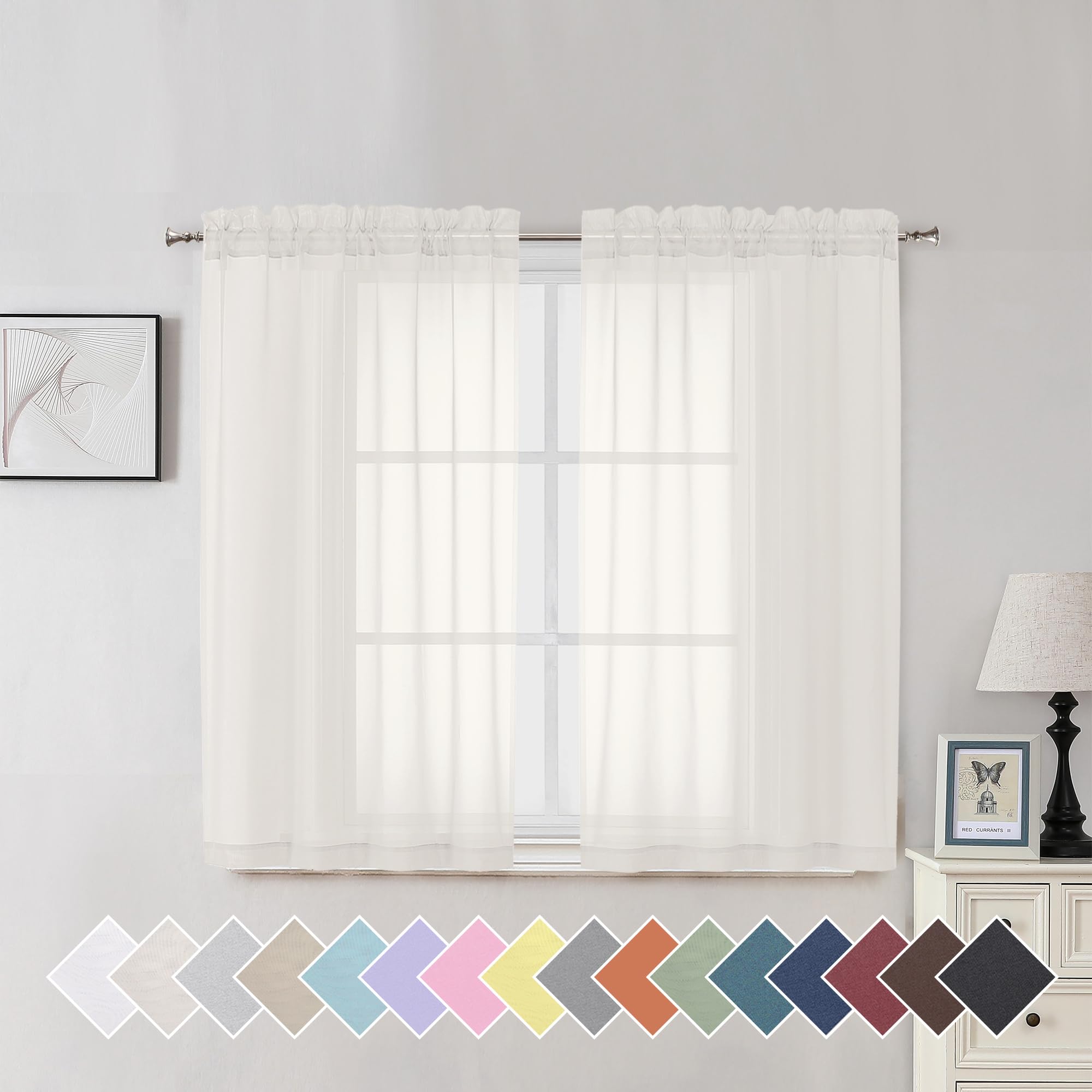 Aiyufeng Blush Pink Sheer Curtains 84 Inches Long 2 Panels Set, Light Filtering Soft Airy Voile Rod Pocket Baby Pink Sheer Window Drapes for Bedroom Living Room, Each 40Wx84L Inches