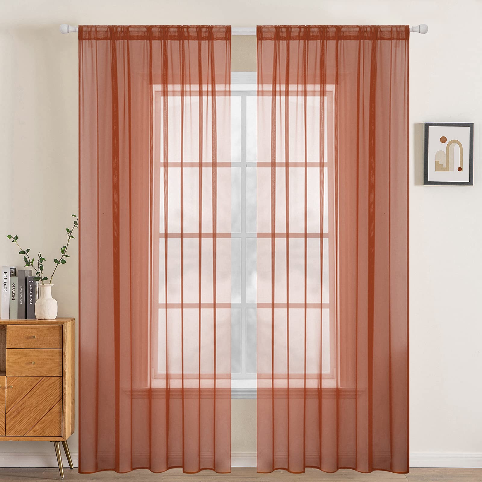 MIULEE White Sheer Curtains 96 inches Long Window Curtains 2 Panels Solid Color Elegant Window Voile Panels/Drapes/Treatment for Bedroom Living Room (54 X 96 Inches White)