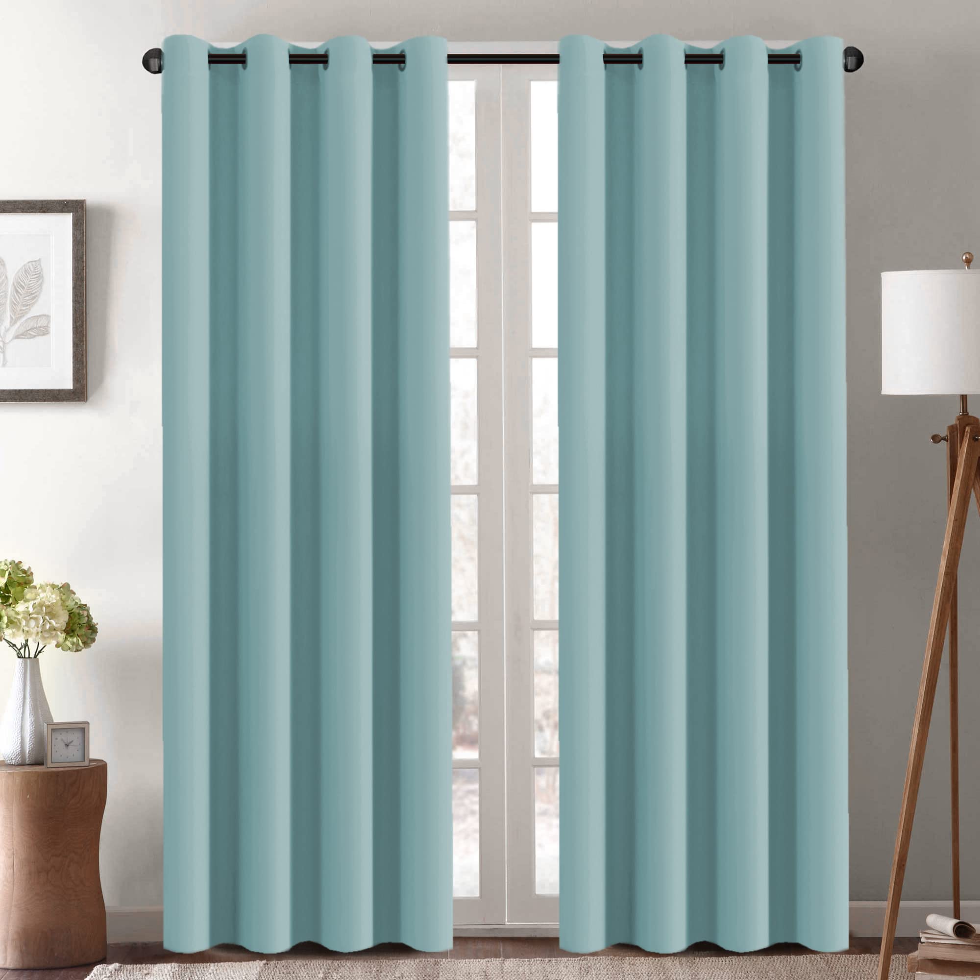 H.VERSAILTEX Blackout Patio Curtains 100 x 96 Inches for Sliding Door Extral Wide Blackout Curtain Panels Thermal Insulated Room Divider - Grommet Top, 8' Tall by 8.5' Wide - Jet Black