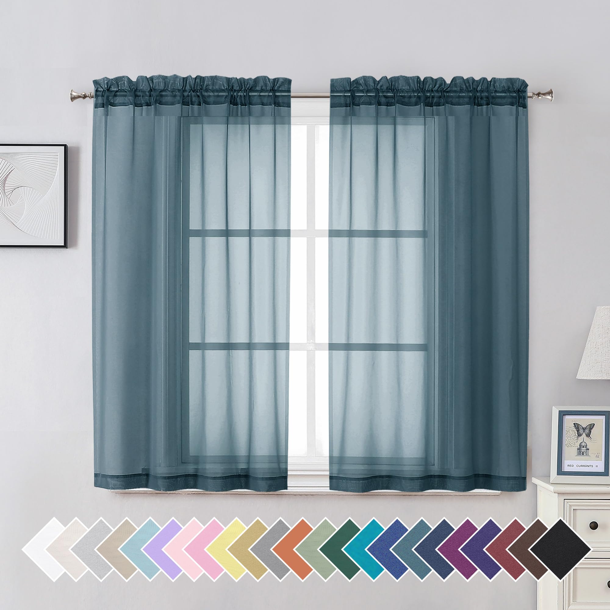 Aiyufeng Blush Pink Sheer Curtains 84 Inches Long 2 Panels Set, Light Filtering Soft Airy Voile Rod Pocket Baby Pink Sheer Window Drapes for Bedroom Living Room, Each 40Wx84L Inches