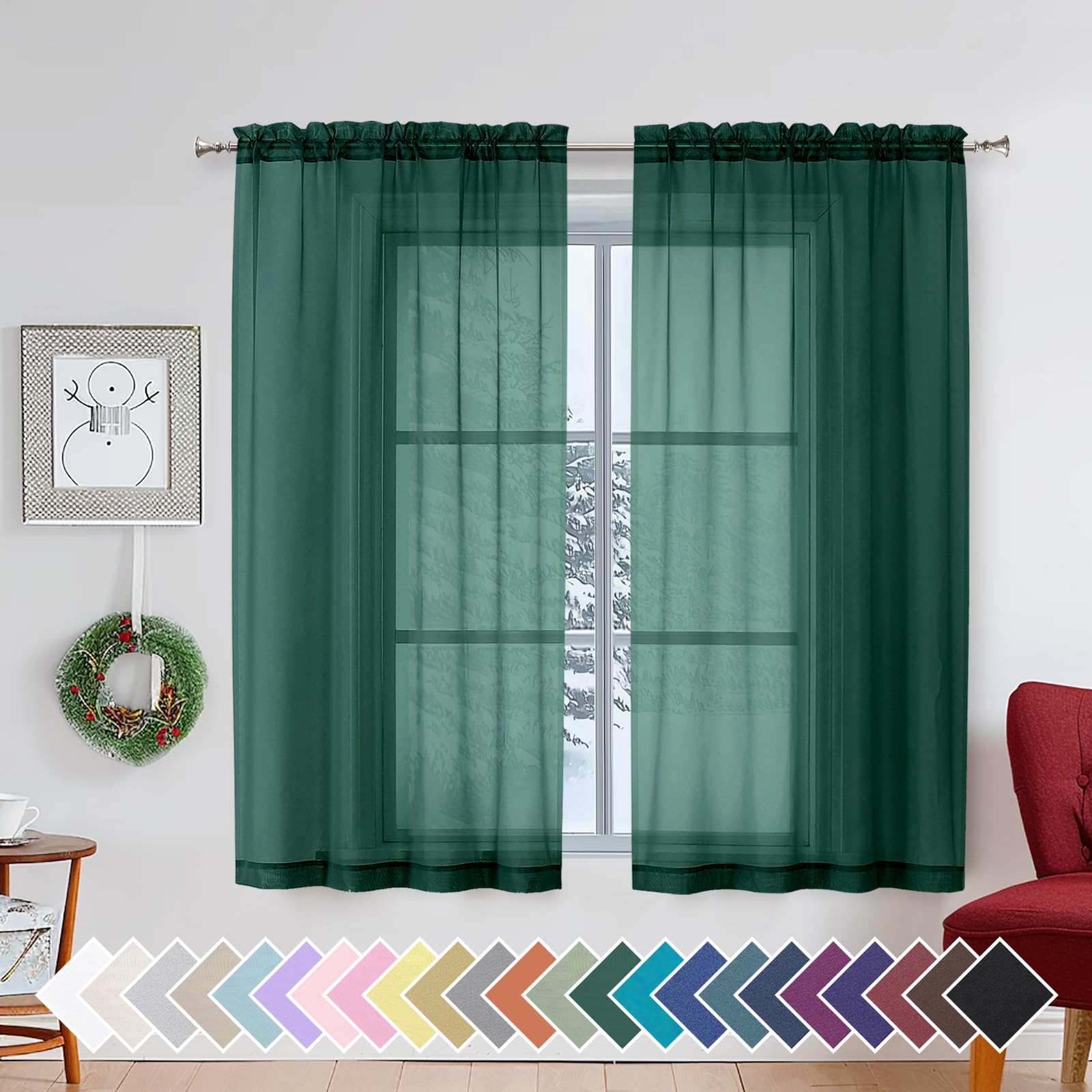 Aiyufeng Blush Pink Sheer Curtains 84 Inches Long 2 Panels Set, Light Filtering Soft Airy Voile Rod Pocket Baby Pink Sheer Window Drapes for Bedroom Living Room, Each 40Wx84L Inches