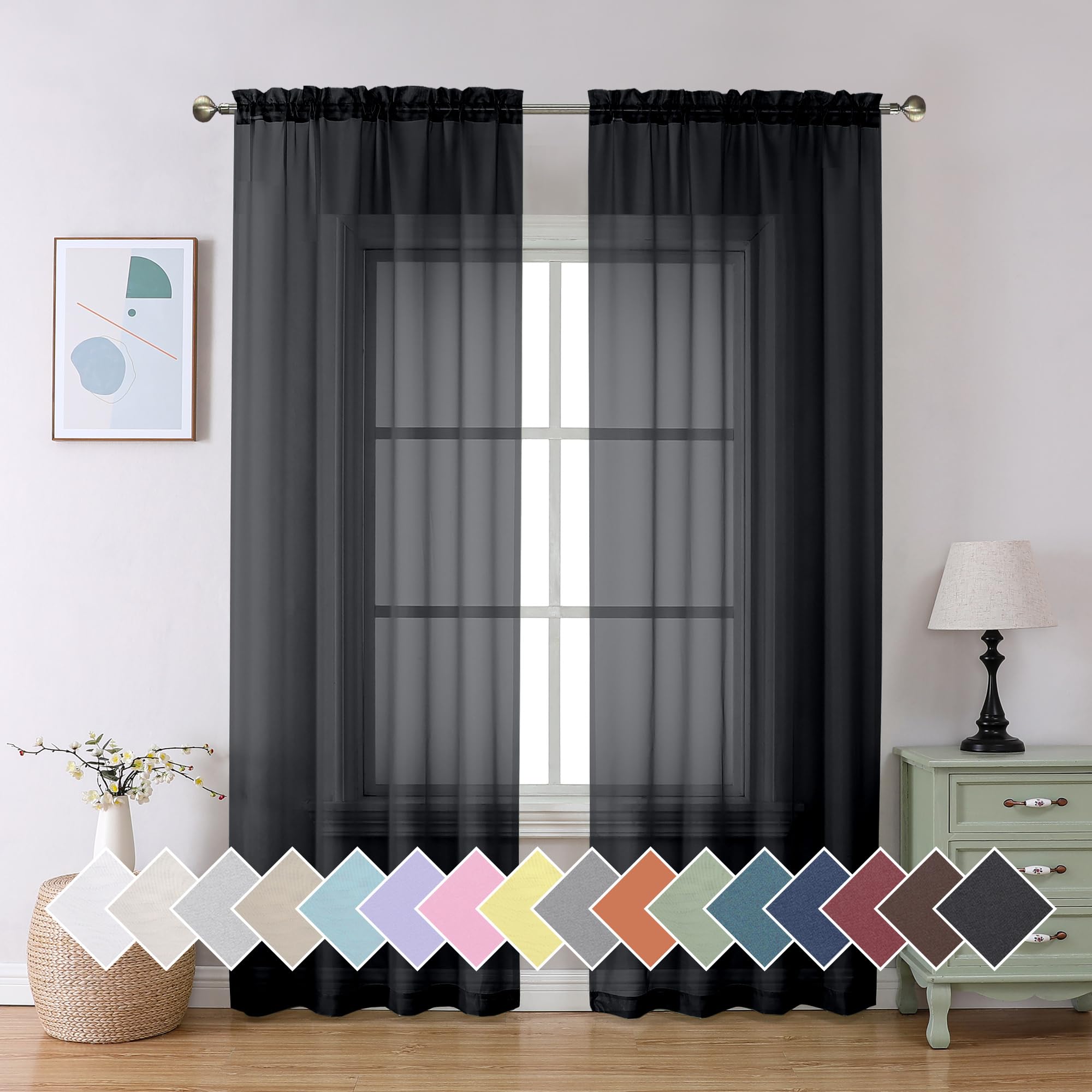 Aiyufeng Blush Pink Sheer Curtains 84 Inches Long 2 Panels Set, Light Filtering Soft Airy Voile Rod Pocket Baby Pink Sheer Window Drapes for Bedroom Living Room, Each 40Wx84L Inches