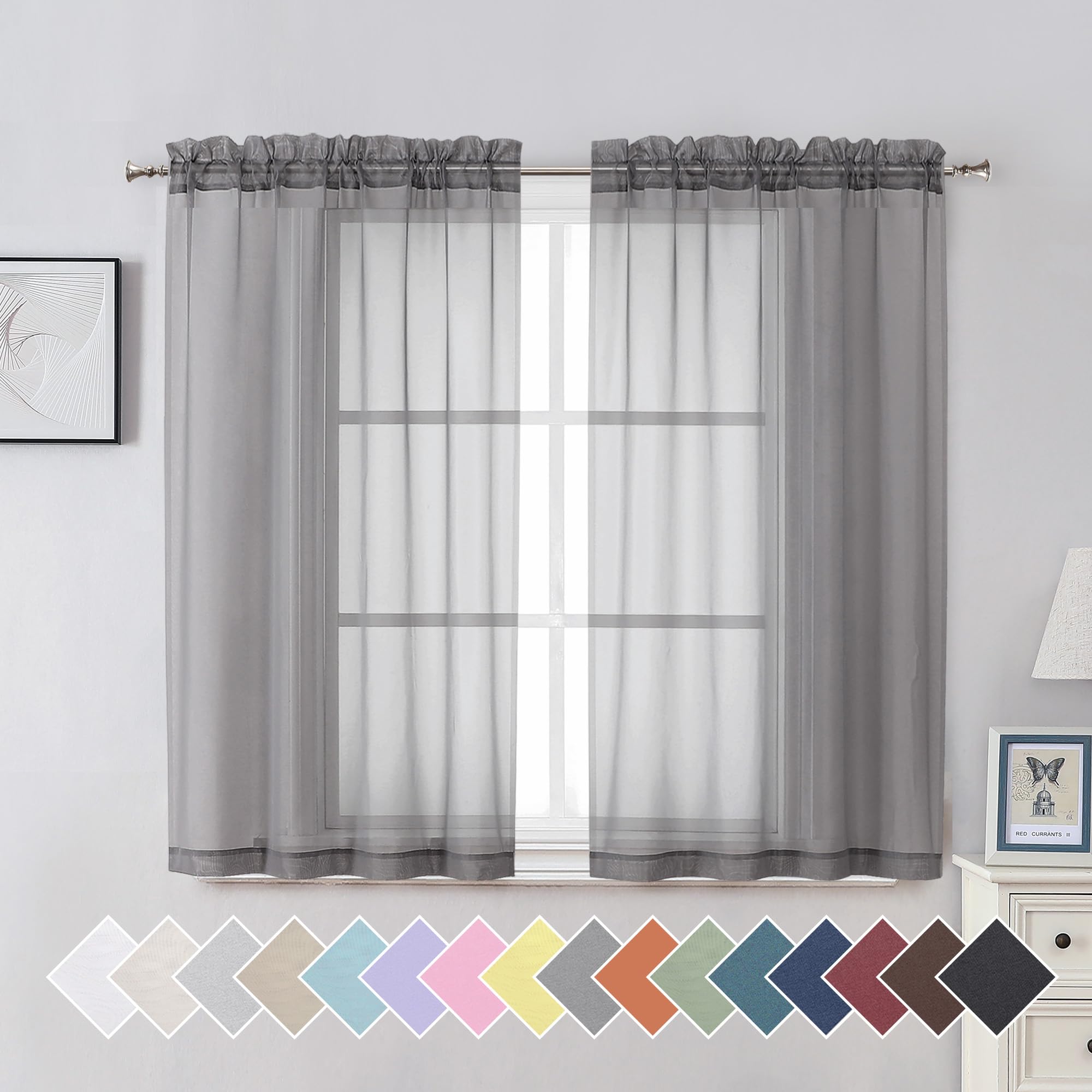 Aiyufeng Blush Pink Sheer Curtains 84 Inches Long 2 Panels Set, Light Filtering Soft Airy Voile Rod Pocket Baby Pink Sheer Window Drapes for Bedroom Living Room, Each 40Wx84L Inches