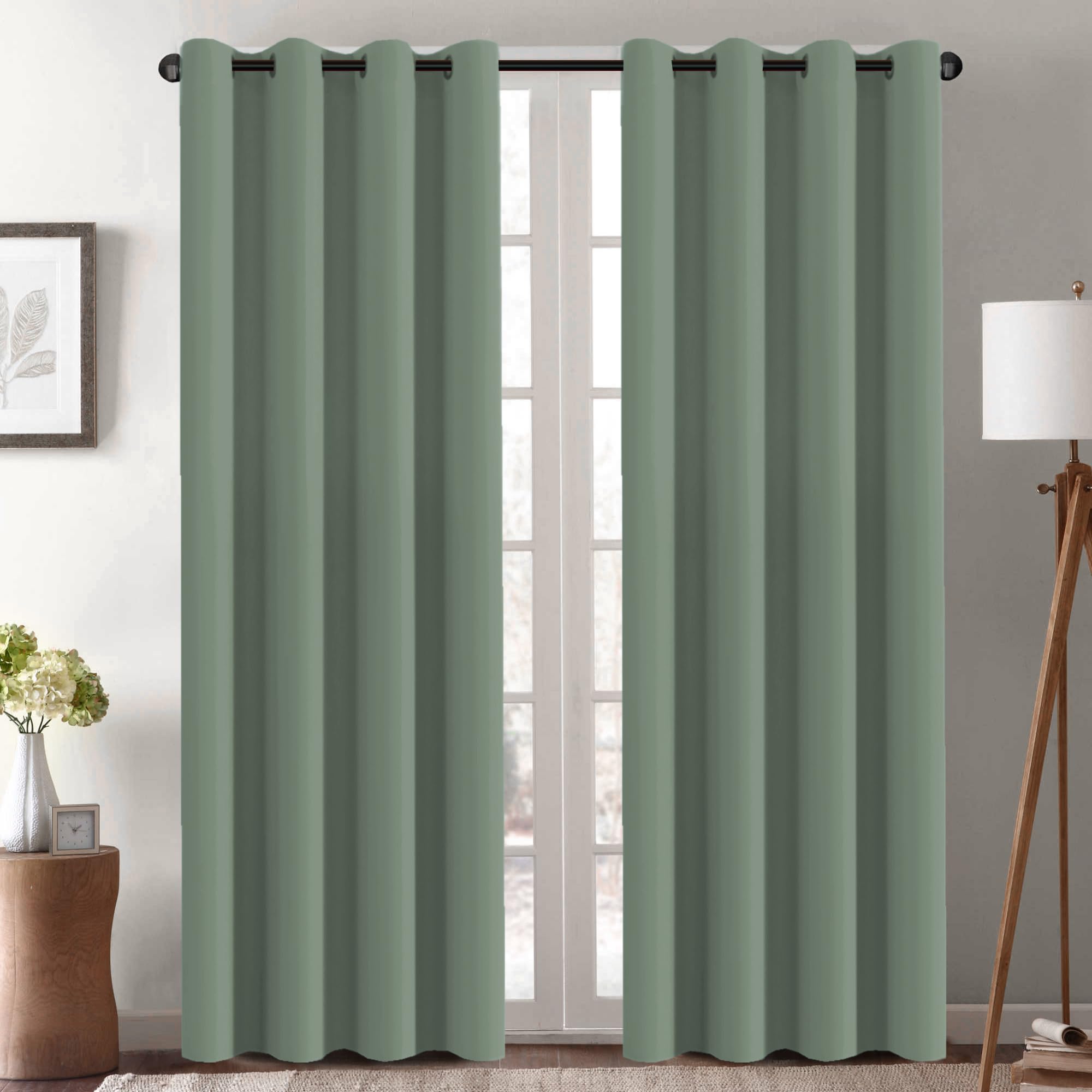 H.VERSAILTEX Blackout Patio Curtains 100 x 96 Inches for Sliding Door Extral Wide Blackout Curtain Panels Thermal Insulated Room Divider - Grommet Top, 8' Tall by 8.5' Wide - Jet Black