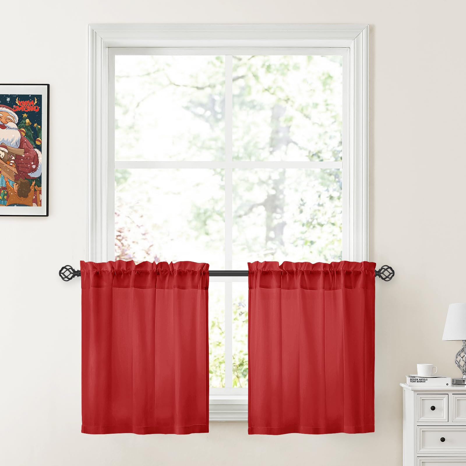 HOMEIDEAS Non-See-Through White Privacy Sheer Curtains 52 X 84 Inches Long 2 Panels Sheer Curtains Light Filtering Window Curtains Drapes for Bedroom Living Room