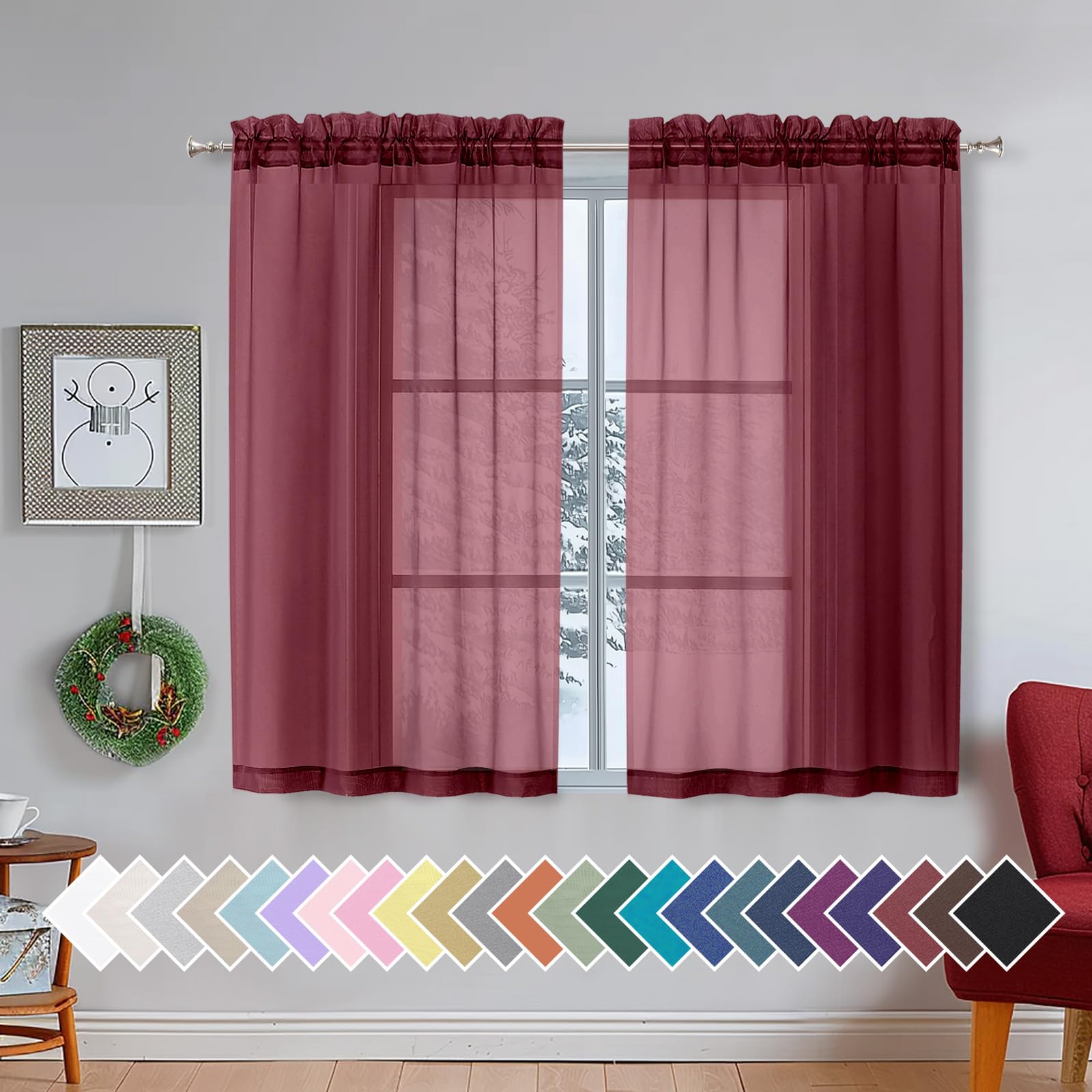 Aiyufeng Blush Pink Sheer Curtains 84 Inches Long 2 Panels Set, Light Filtering Soft Airy Voile Rod Pocket Baby Pink Sheer Window Drapes for Bedroom Living Room, Each 40Wx84L Inches