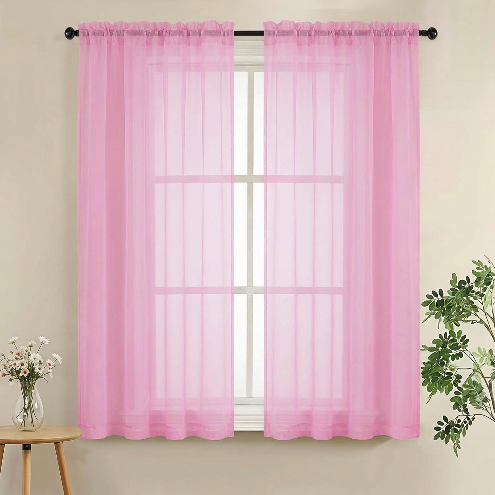 LIVEKID White Sheer Curtains 84 Inches Long 2 Panels - Light Filtering Breathable Voile Textured Sheer Curtains for Bedroom/Living Room, Rod Pocket Soft Elagant & Airy Solid Drapes, W42 x L84