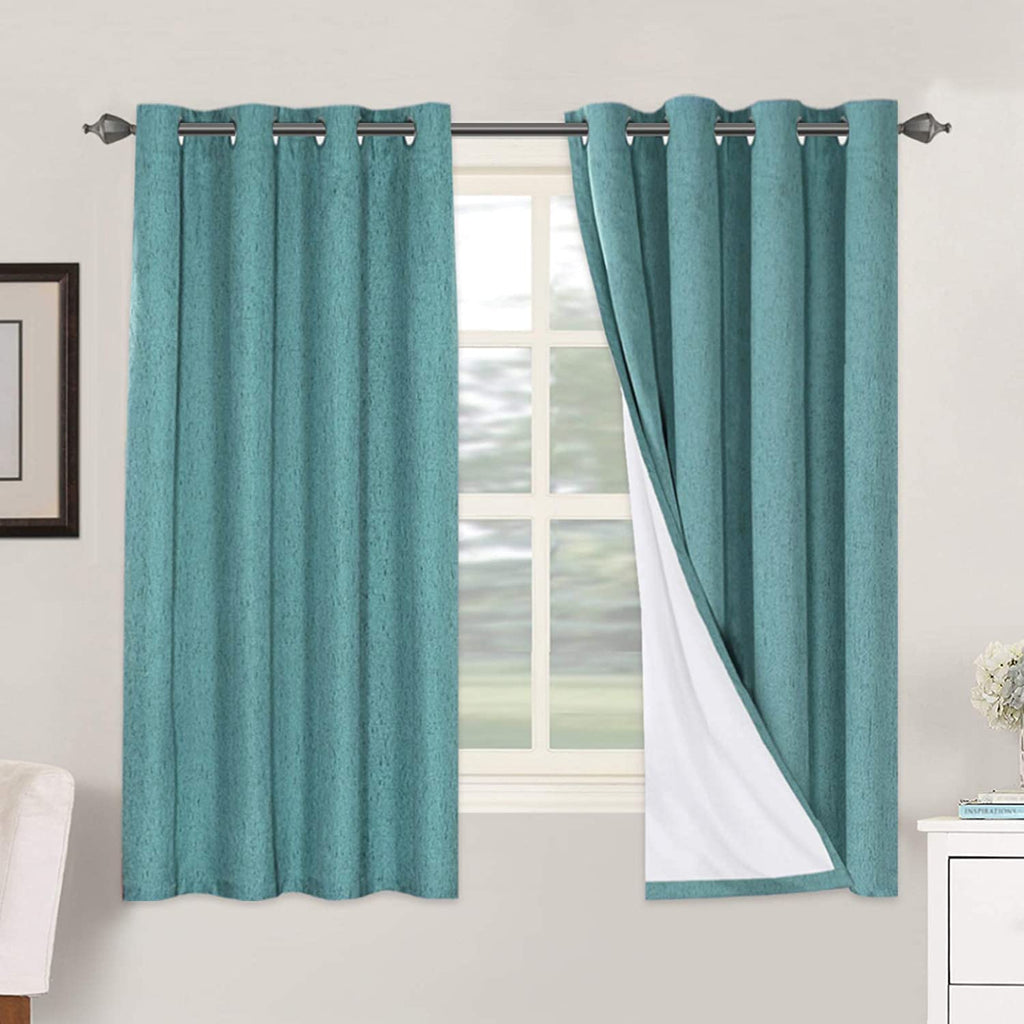 H.VERSAILTEX 100% Blackout Curtains Ivory, Linen Blackout Curtains 96 inch Curtains 2 Panel Set, Elegant Curtain for Bedroom Grommet Drapes for Living Room