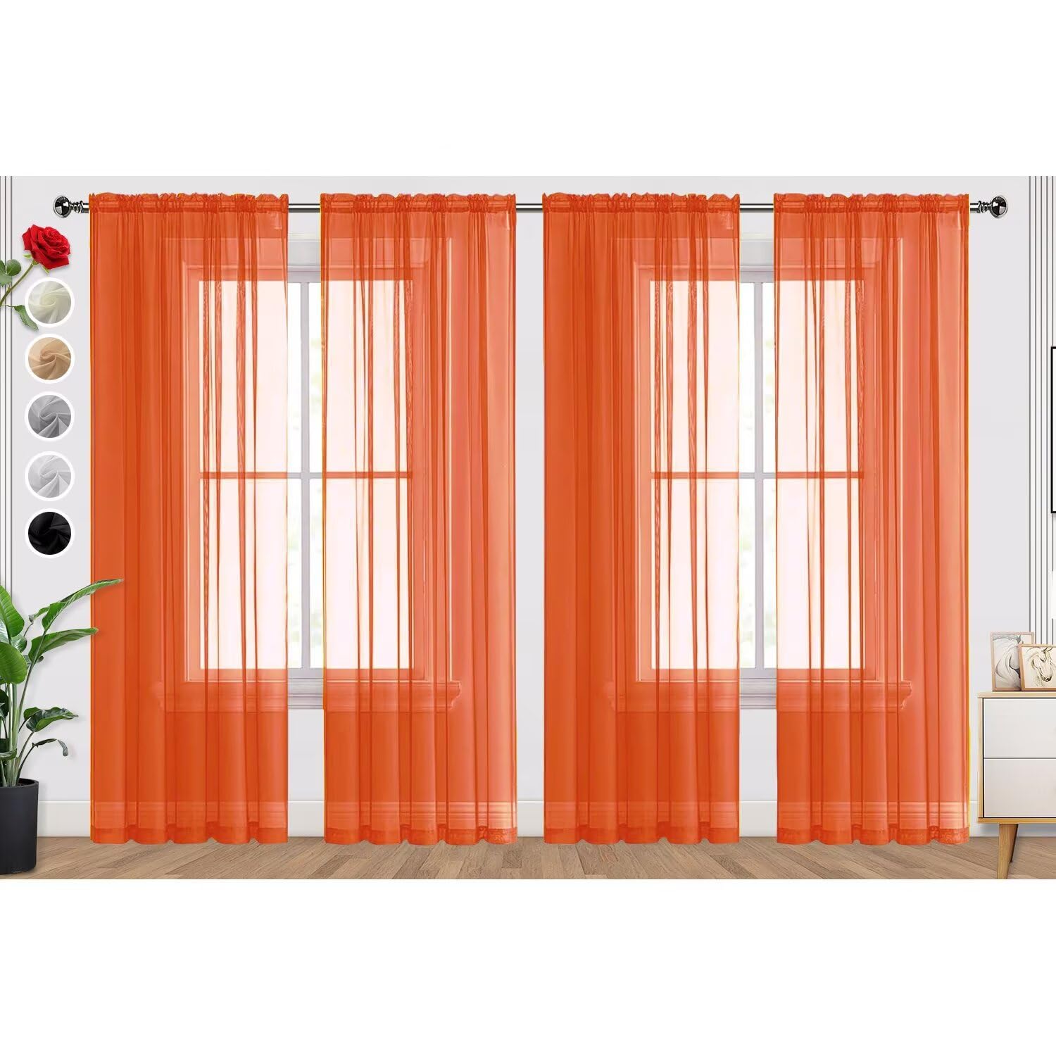 SpaceDresser Basic Rod Pocket Sheer Voile Window Curtain Panels White 1 Pair 2 Panels 52 Width 84 Inch Long for Kitchen Bedroom Children Living Room Yard(White,52 W x 84 L)
