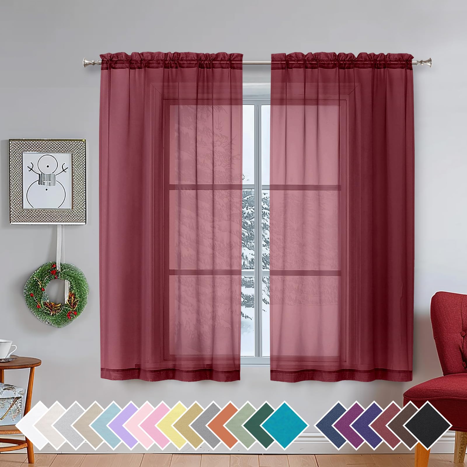 Aiyufeng Blush Pink Sheer Curtains 84 Inches Long 2 Panels Set, Light Filtering Soft Airy Voile Rod Pocket Baby Pink Sheer Window Drapes for Bedroom Living Room, Each 40Wx84L Inches