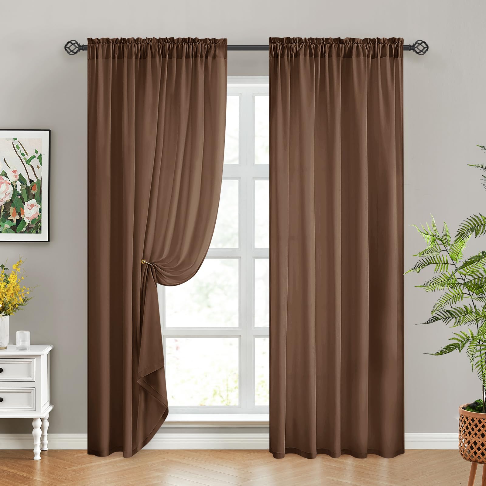 HOMEIDEAS Non-See-Through White Privacy Sheer Curtains 52 X 84 Inches Long 2 Panels Sheer Curtains Light Filtering Window Curtains Drapes for Bedroom Living Room