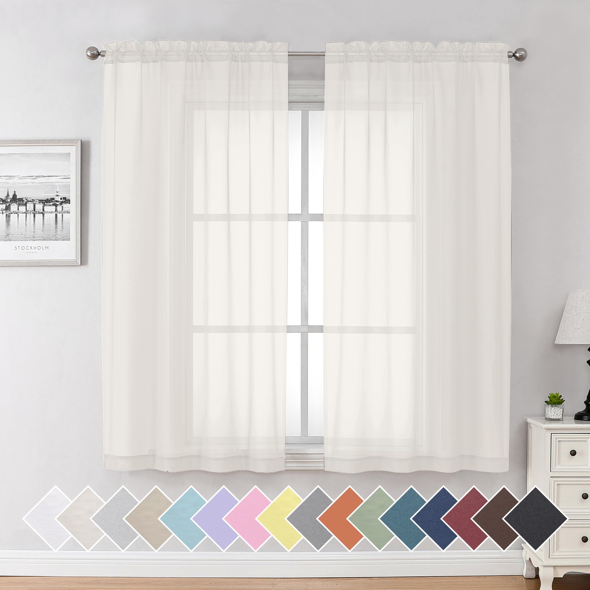 Aiyufeng Blush Pink Sheer Curtains 84 Inches Long 2 Panels Set, Light Filtering Soft Airy Voile Rod Pocket Baby Pink Sheer Window Drapes for Bedroom Living Room, Each 40Wx84L Inches