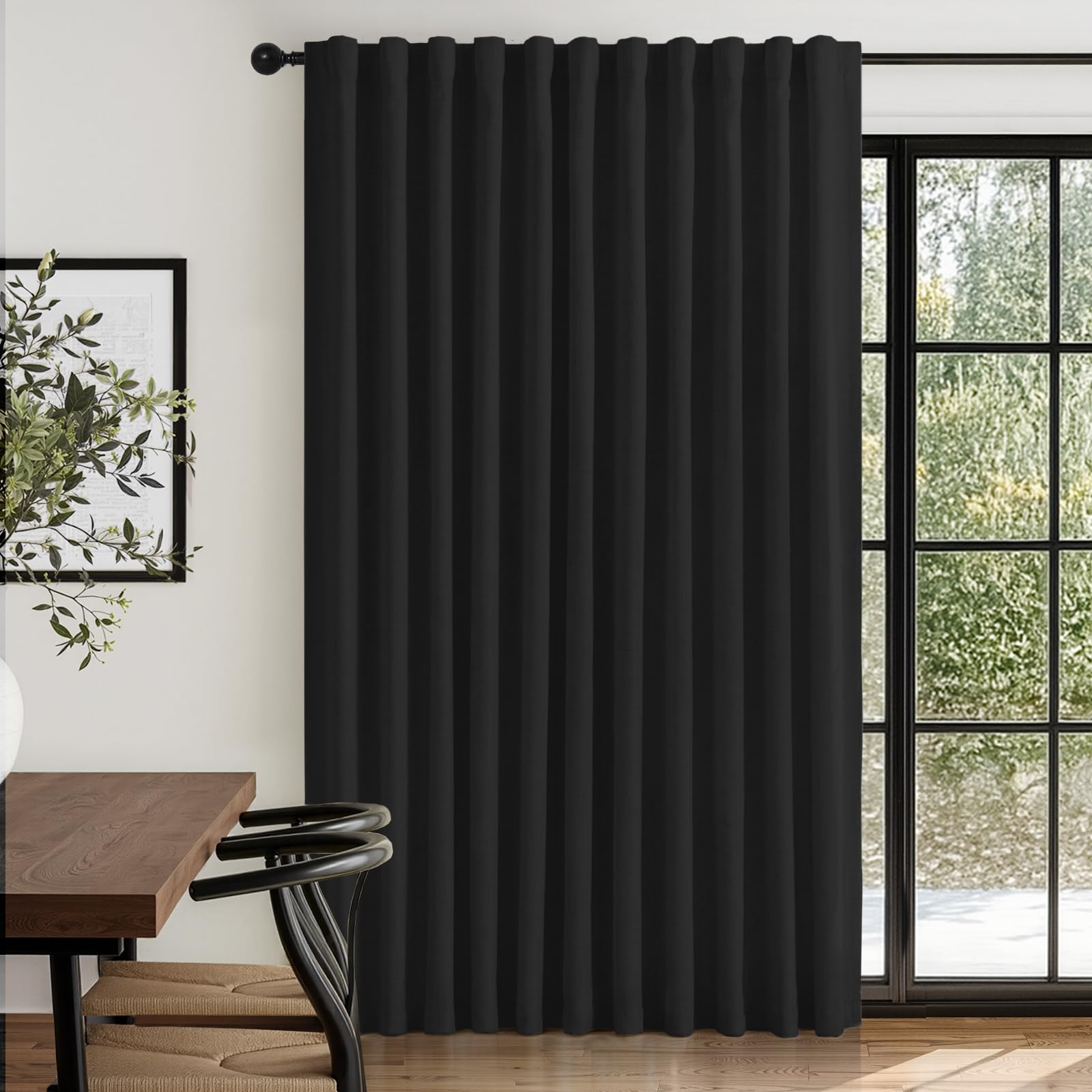 Cream Thermal Blackout Curtains 2 Panels, 50"×84", Back Tab & Rod Pocket Design