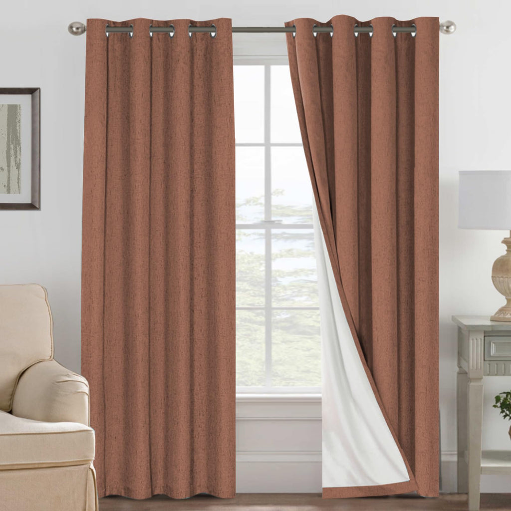 H.VERSAILTEX 100% Blackout Curtains Ivory, Linen Blackout Curtains 96 inch Curtains 2 Panel Set, Elegant Curtain for Bedroom Grommet Drapes for Living Room