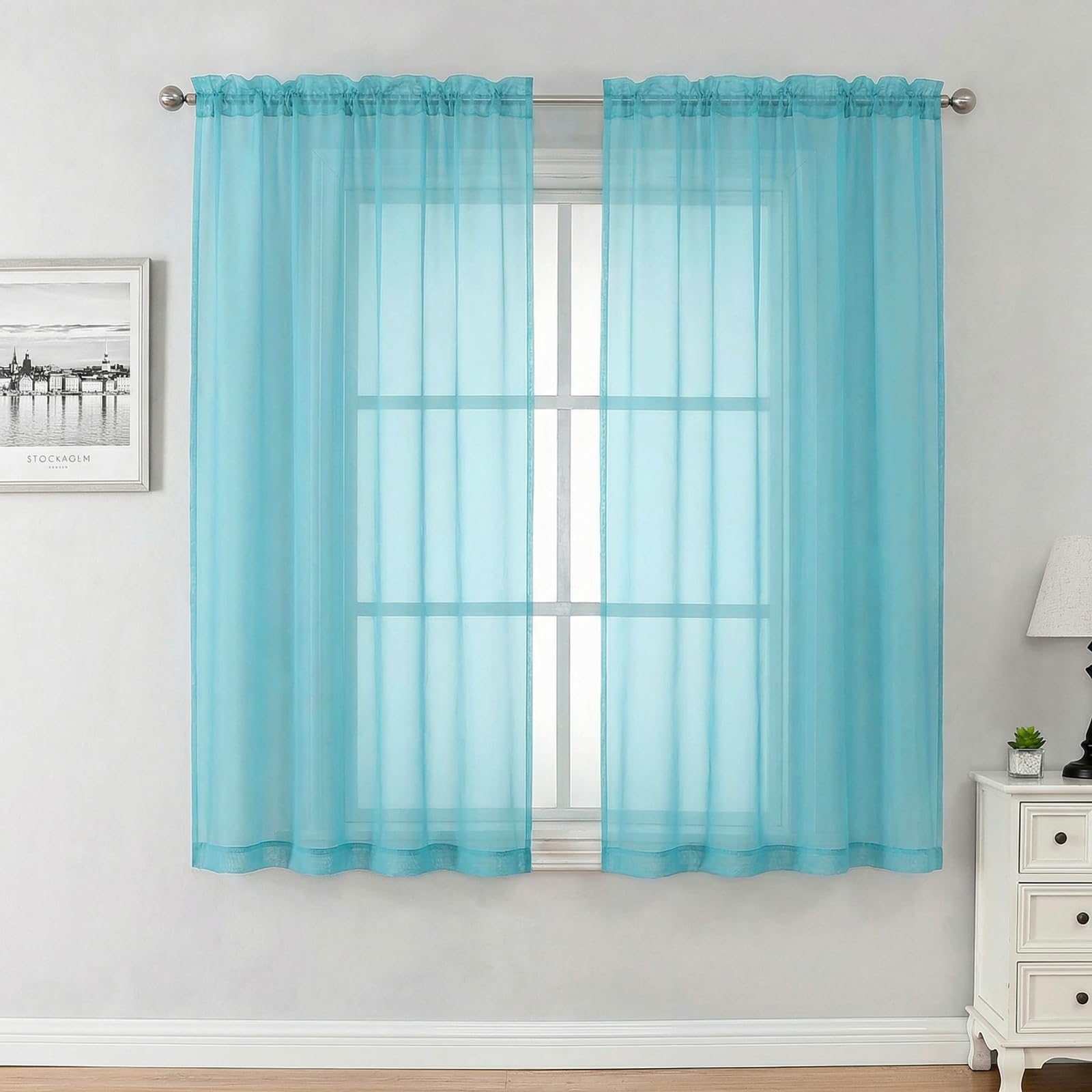 Aiyufeng Blush Pink Sheer Curtains 84 Inches Long 2 Panels Set, Light Filtering Soft Airy Voile Rod Pocket Baby Pink Sheer Window Drapes for Bedroom Living Room, Each 40Wx84L Inches