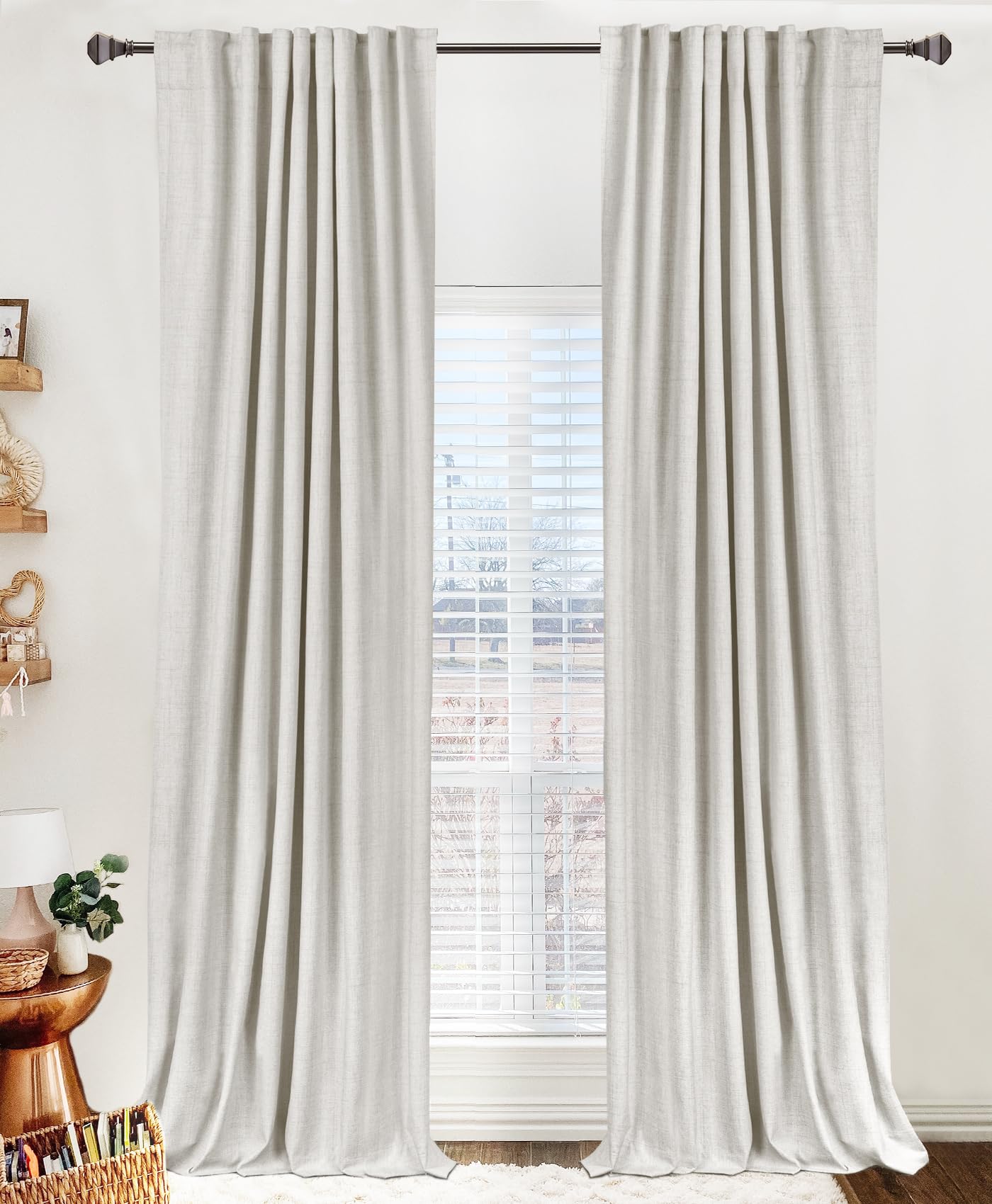 Cream Thermal Blackout Curtains 2 Panels, 50"×84", Back Tab & Rod Pocket Design