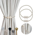 2 Pack Magnetic Curtain Tiebacks Modern Handmade Rope Curtain Tie Backs Decorative Drapes Weave Holdbacks for Home Outdoor Bedroom Office Decorative Curtain, Gold
