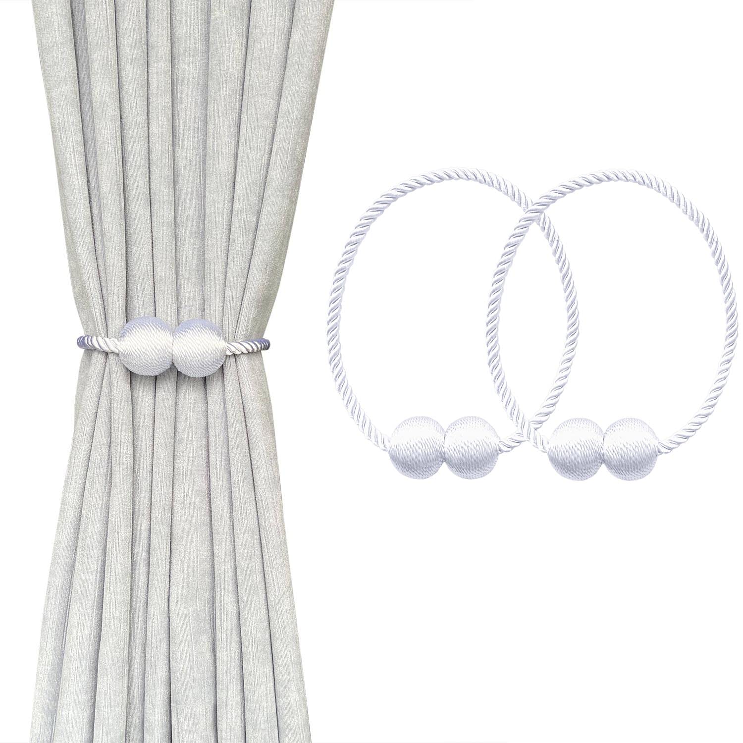 Melaluxe 6 Pack Magnetic Curtain Tiebacks, Decorative Curtain Holdbacks for Window Décor (Grey)