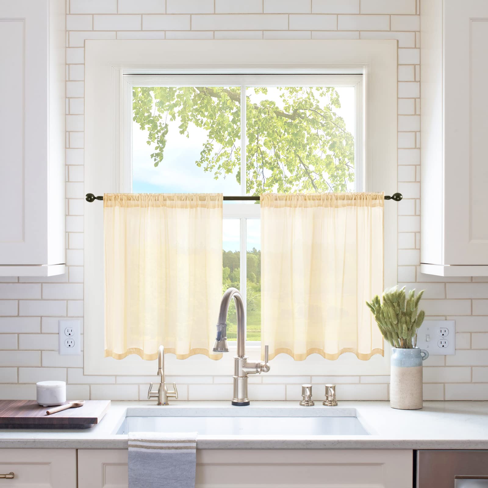 MIULEE White Sheer Curtains 96 inches Long Window Curtains 2 Panels Solid Color Elegant Window Voile Panels/Drapes/Treatment for Bedroom Living Room (54 X 96 Inches White)