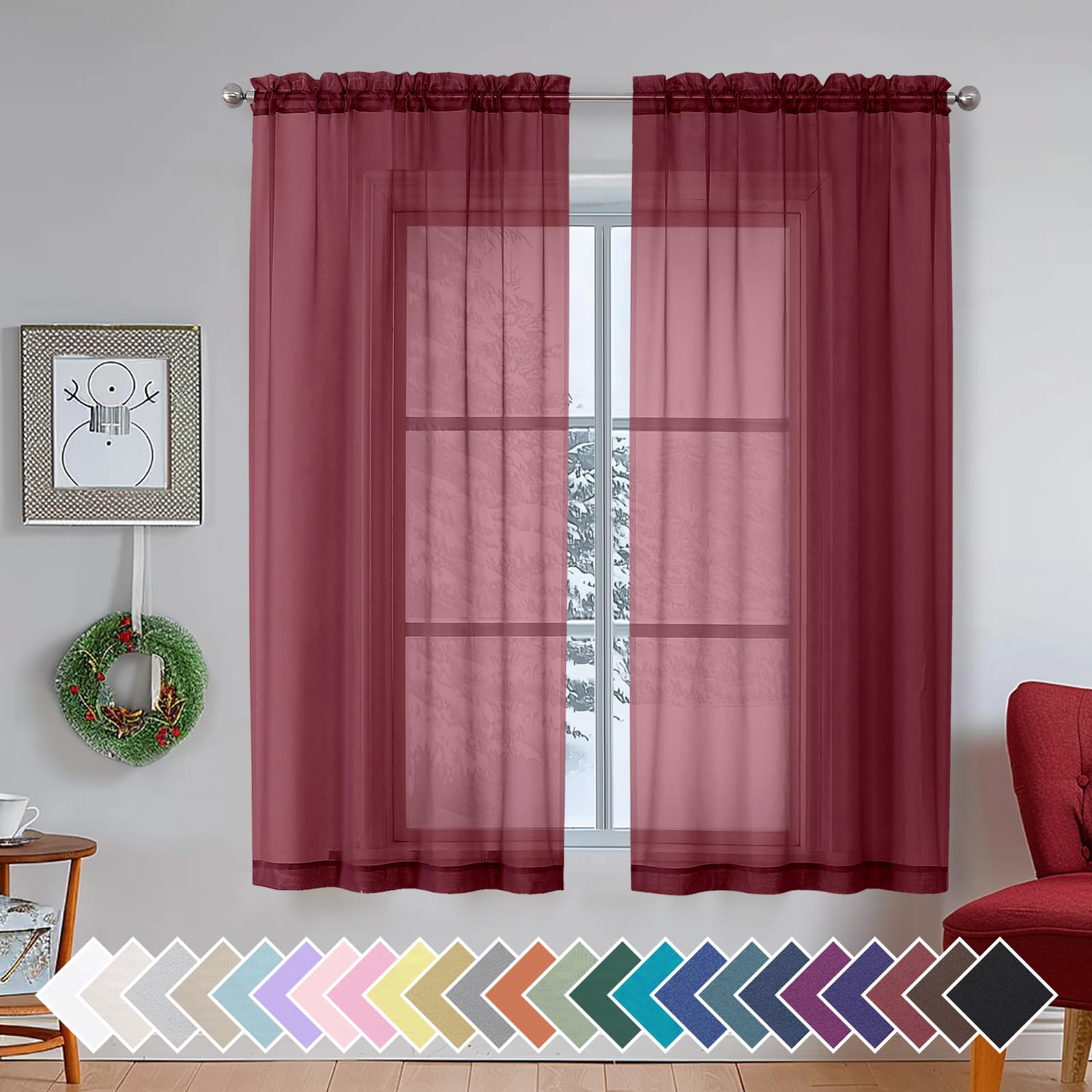 Aiyufeng Blush Pink Sheer Curtains 84 Inches Long 2 Panels Set, Light Filtering Soft Airy Voile Rod Pocket Baby Pink Sheer Window Drapes for Bedroom Living Room, Each 40Wx84L Inches