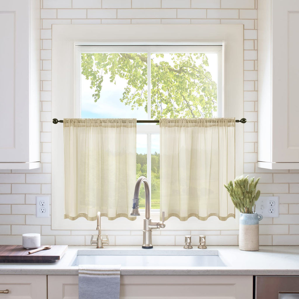 MIULEE White Sheer Curtains 96 inches Long Window Curtains 2 Panels Solid Color Elegant Window Voile Panels/Drapes/Treatment for Bedroom Living Room (54 X 96 Inches White)