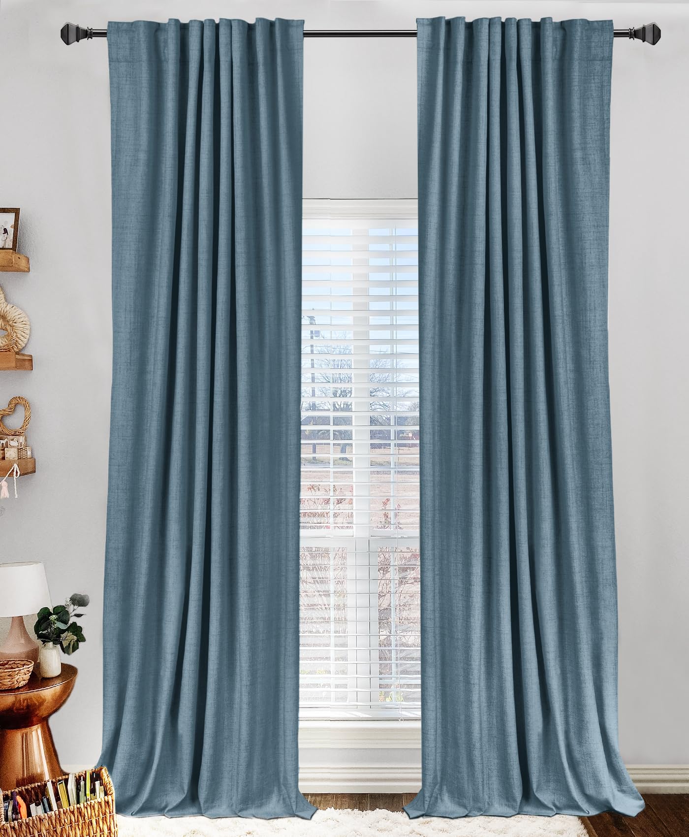 Cream Thermal Blackout Curtains 2 Panels, 50"×84", Back Tab & Rod Pocket Design
