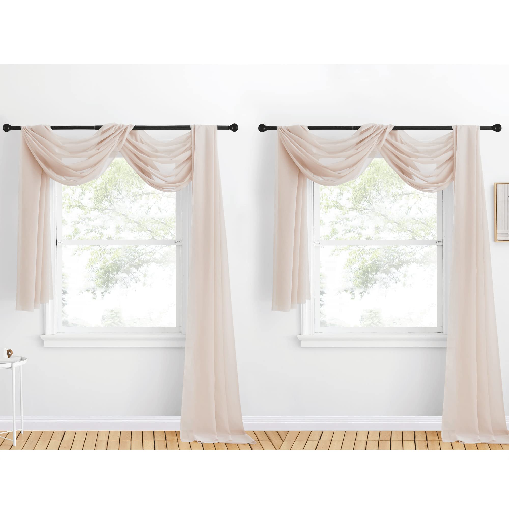 NICETOWN Sheer Canopy Bed Curtains Panels 216 - Home Decoration Sheer Voile Scarf Valance for Wedding (1 Panel, W60 x L216, White)