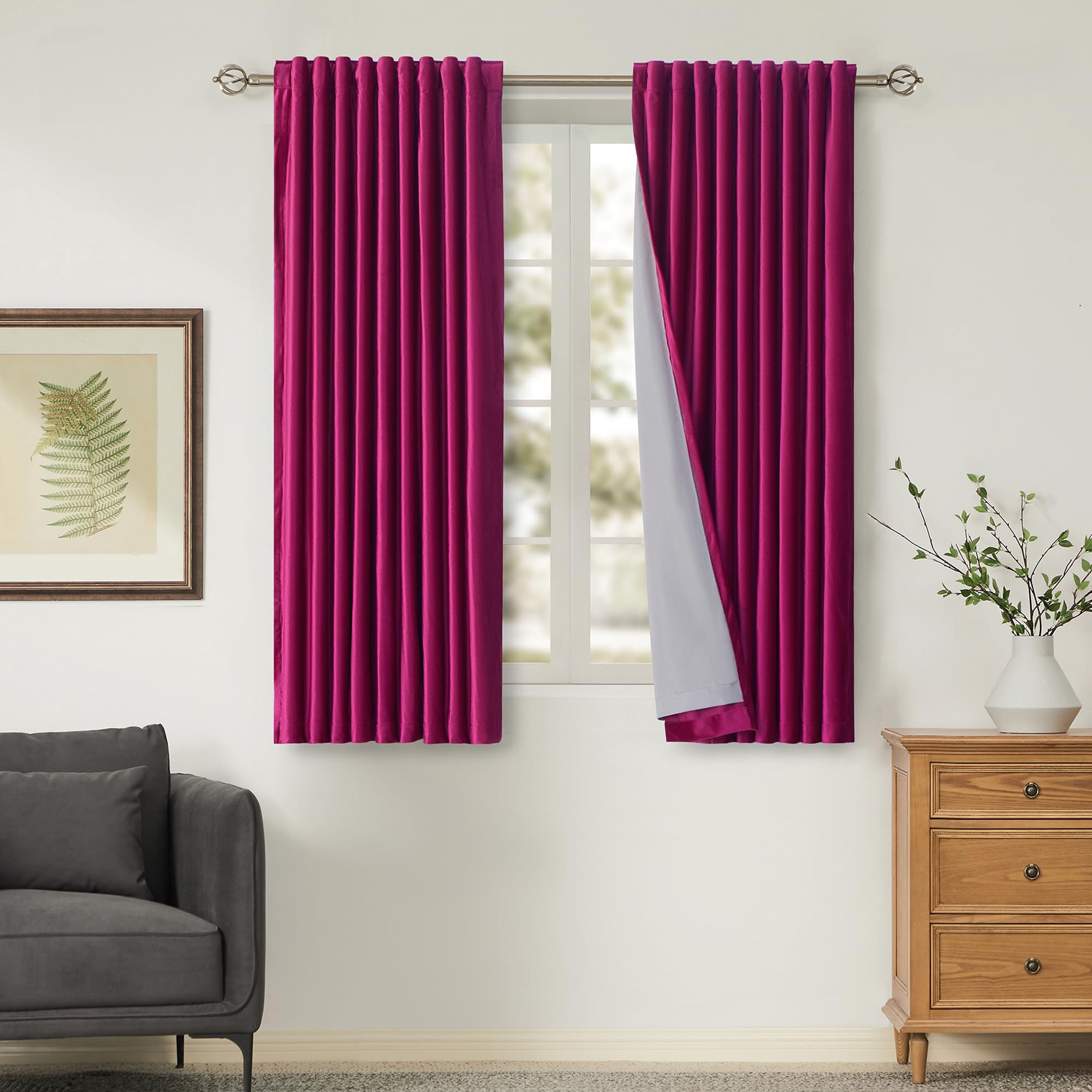 100% Blackout Ivory Off White Velvet Curtains 84 inch Long for Living Room,Set of 2 Panels Liner Rod Pocket Back Tab Thermal Window Drapes Room Darkening Heavy Decorative Curtains for Bedroom