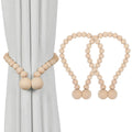 KLOGTSIND Magnetic Curtain Tiebacks, Curtain Holdbacks for Curtains 2 Pack, Wood Bead Curtain Holders for Boho Bedroom Decor, Baby Nursery Decor, Farmhouse Decor