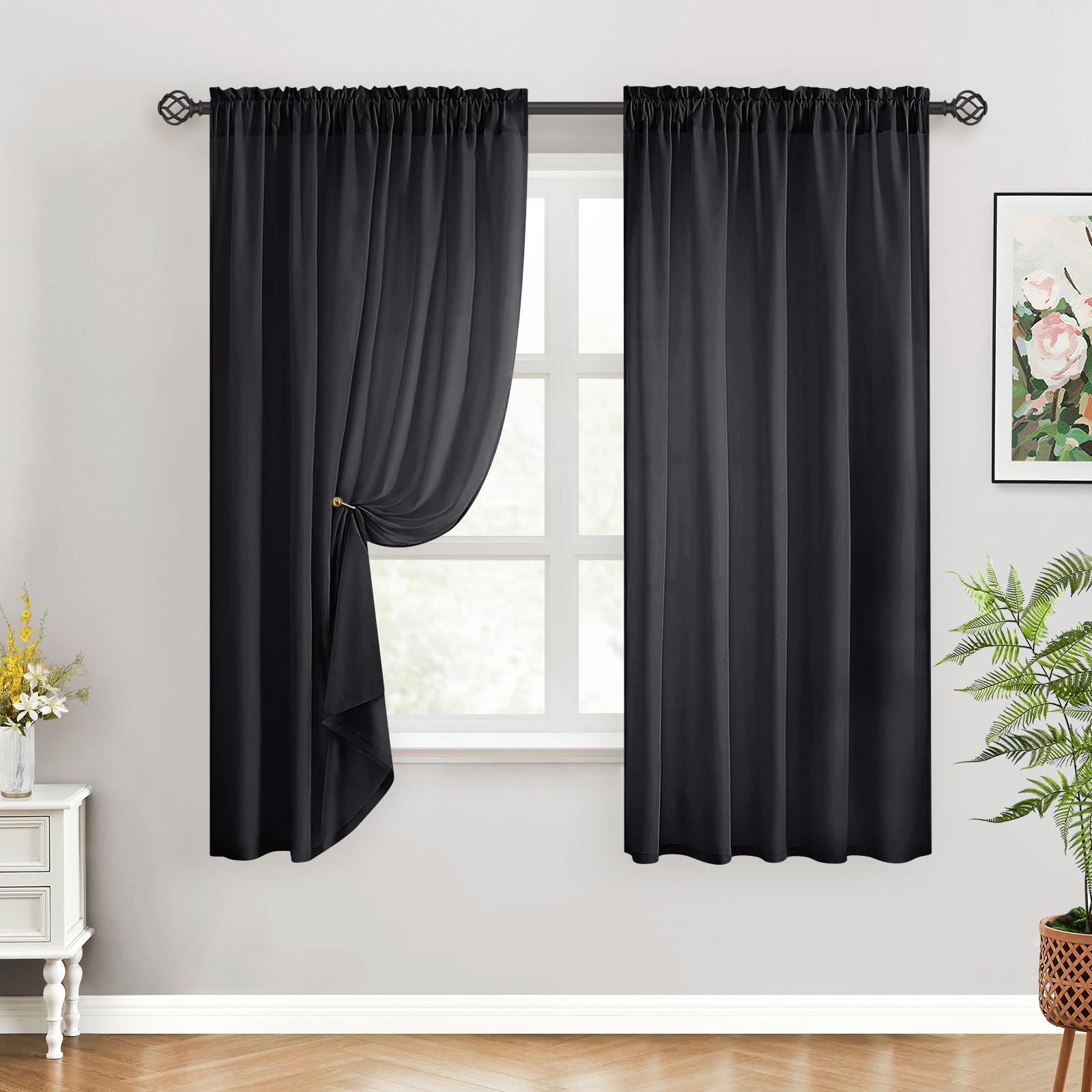 HOMEIDEAS Non-See-Through White Privacy Sheer Curtains 52 X 84 Inches Long 2 Panels Sheer Curtains Light Filtering Window Curtains Drapes for Bedroom Living Room