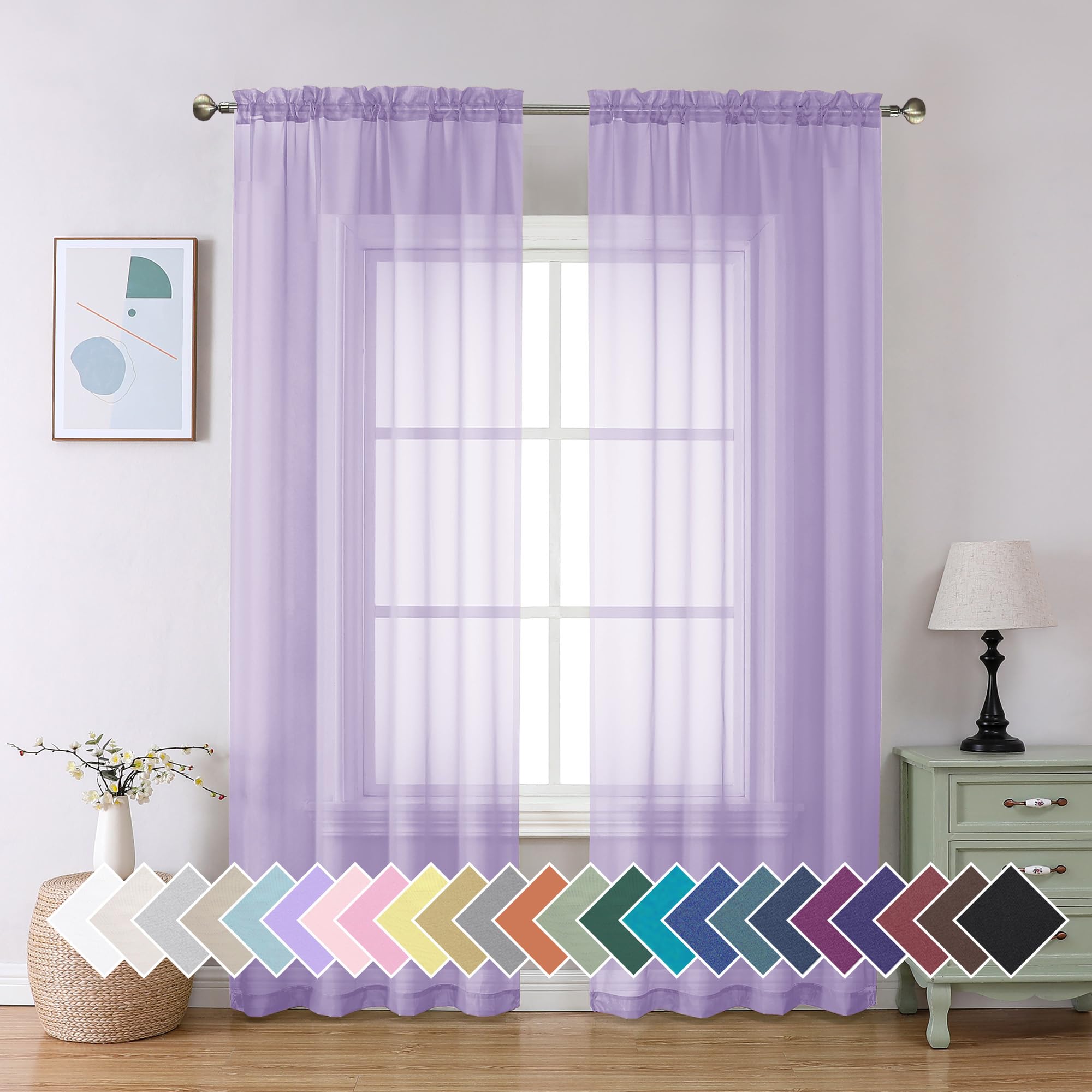 Aiyufeng Blush Pink Sheer Curtains 84 Inches Long 2 Panels Set, Light Filtering Soft Airy Voile Rod Pocket Baby Pink Sheer Window Drapes for Bedroom Living Room, Each 40Wx84L Inches