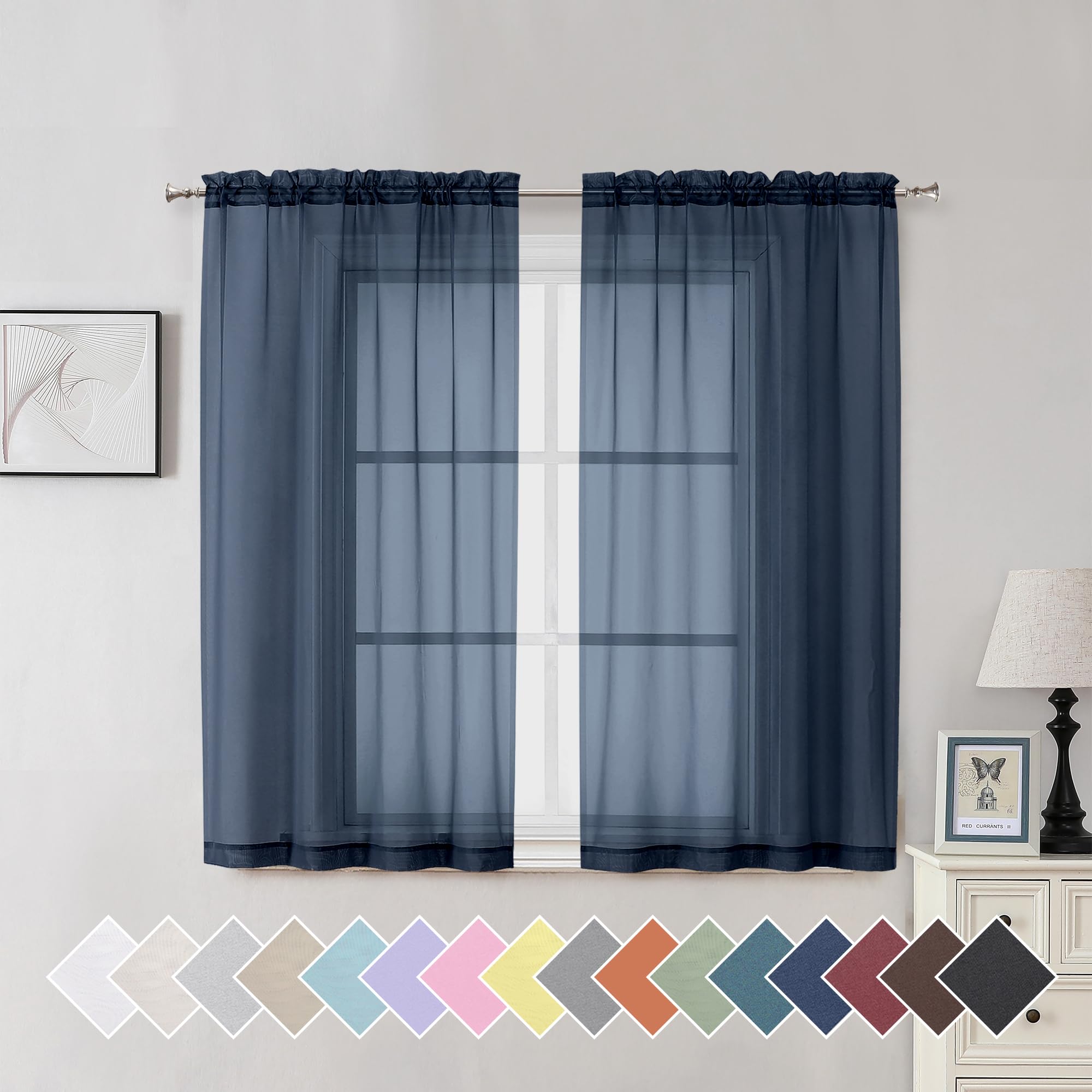 Aiyufeng Blush Pink Sheer Curtains 84 Inches Long 2 Panels Set, Light Filtering Soft Airy Voile Rod Pocket Baby Pink Sheer Window Drapes for Bedroom Living Room, Each 40Wx84L Inches