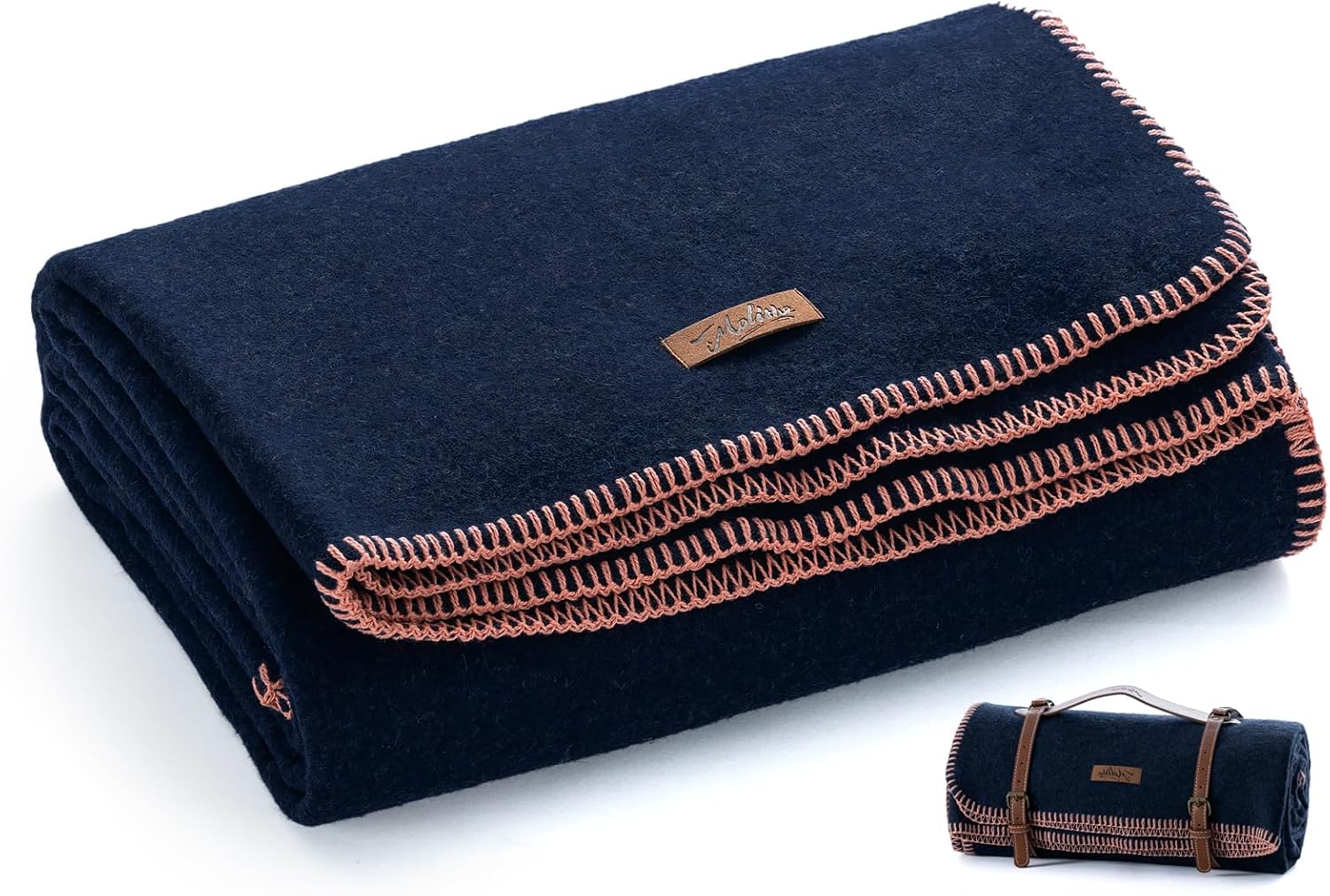 Molithe 100% Wool Blanket, 48" x 62", Warm, Thick, Washable, Military Wool Blanket, Great for Camping, Outdoors, Sporting Events, Survival Kits，Navy