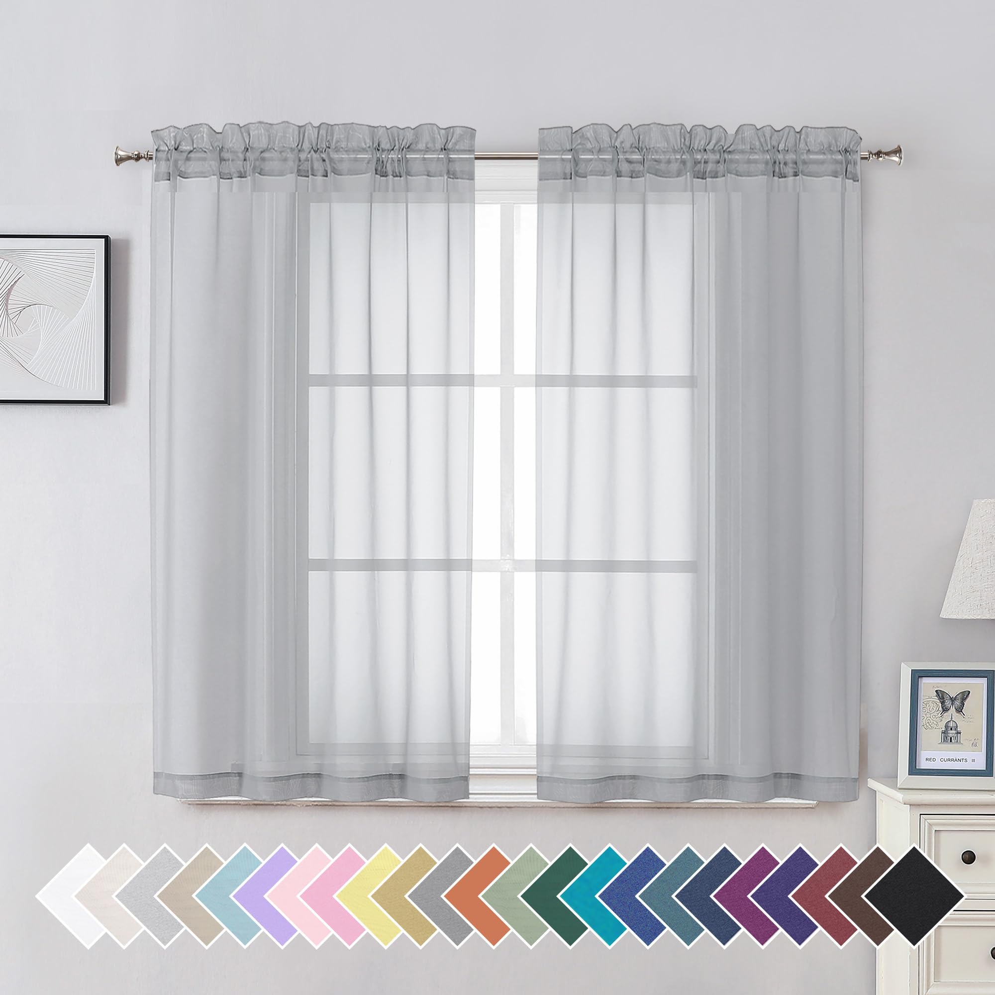 Aiyufeng Blush Pink Sheer Curtains 84 Inches Long 2 Panels Set, Light Filtering Soft Airy Voile Rod Pocket Baby Pink Sheer Window Drapes for Bedroom Living Room, Each 40Wx84L Inches