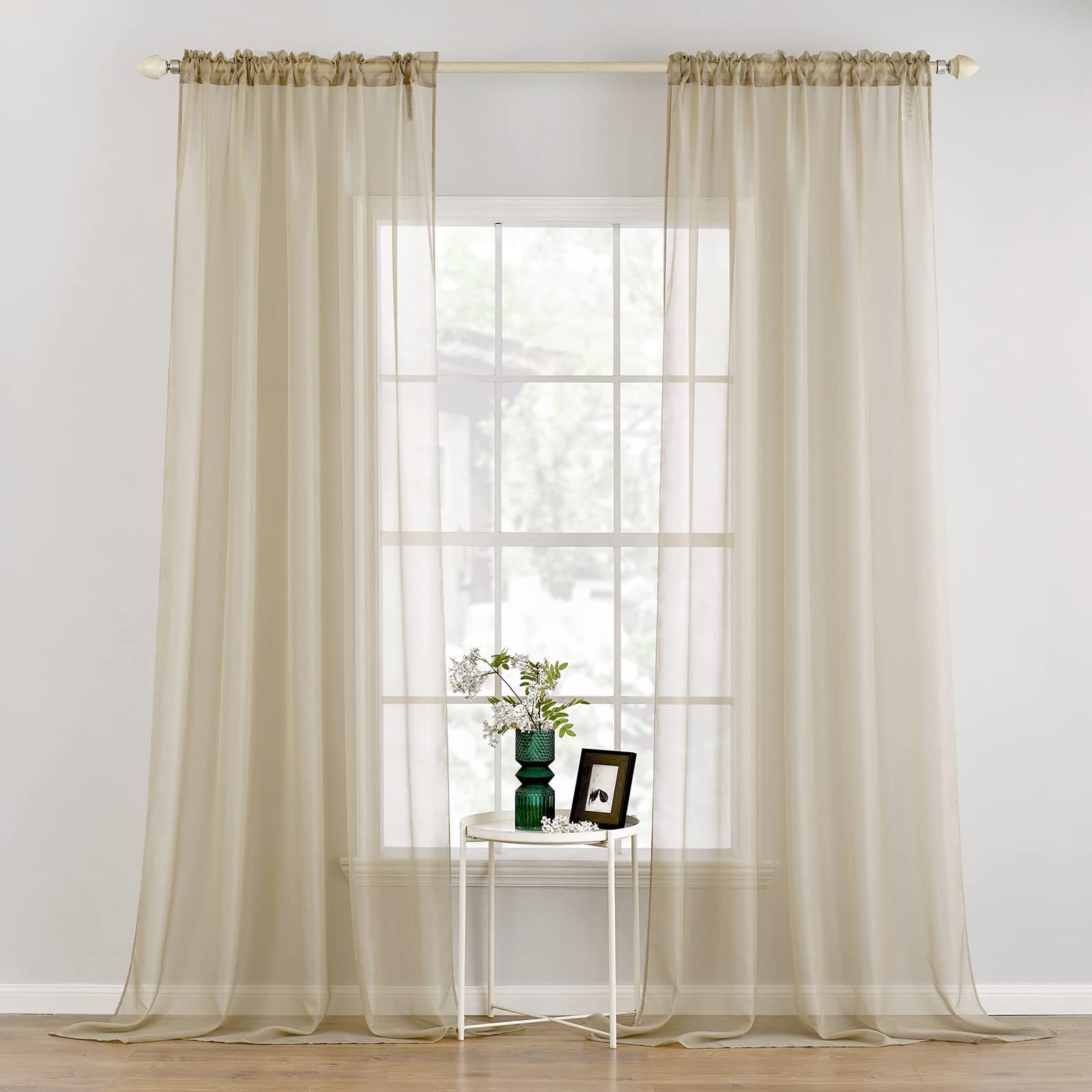 MIULEE 2 Panels Solid Color White Sheer Window Curtains Elegant Window Voile Panels/Drapes/Treatment for Bedroom Living Room (54 X 84 Inches White)