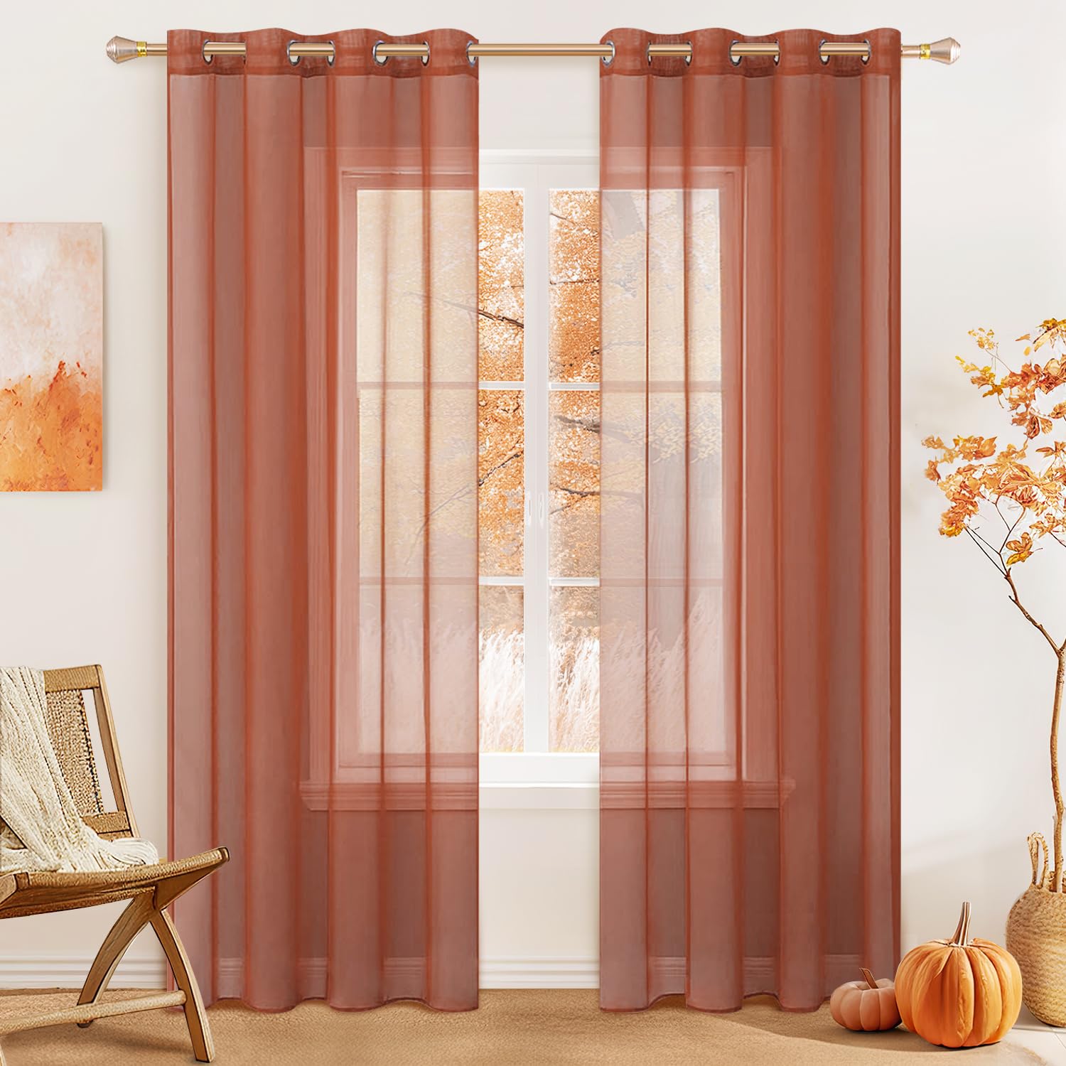 MIULEE Solid Color Sheer Curtains 84 Inches Long 2 Panels Set - Elegant Lightweight Grommet Light Filtering Window Voile Panels/Drapes/Treatment for Bedroom Living Room W42 x L84 Inch, White
