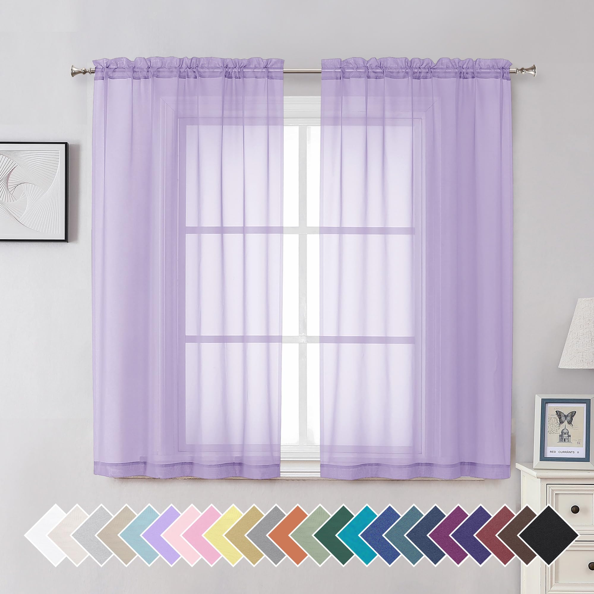 Aiyufeng Blush Pink Sheer Curtains 84 Inches Long 2 Panels Set, Light Filtering Soft Airy Voile Rod Pocket Baby Pink Sheer Window Drapes for Bedroom Living Room, Each 40Wx84L Inches