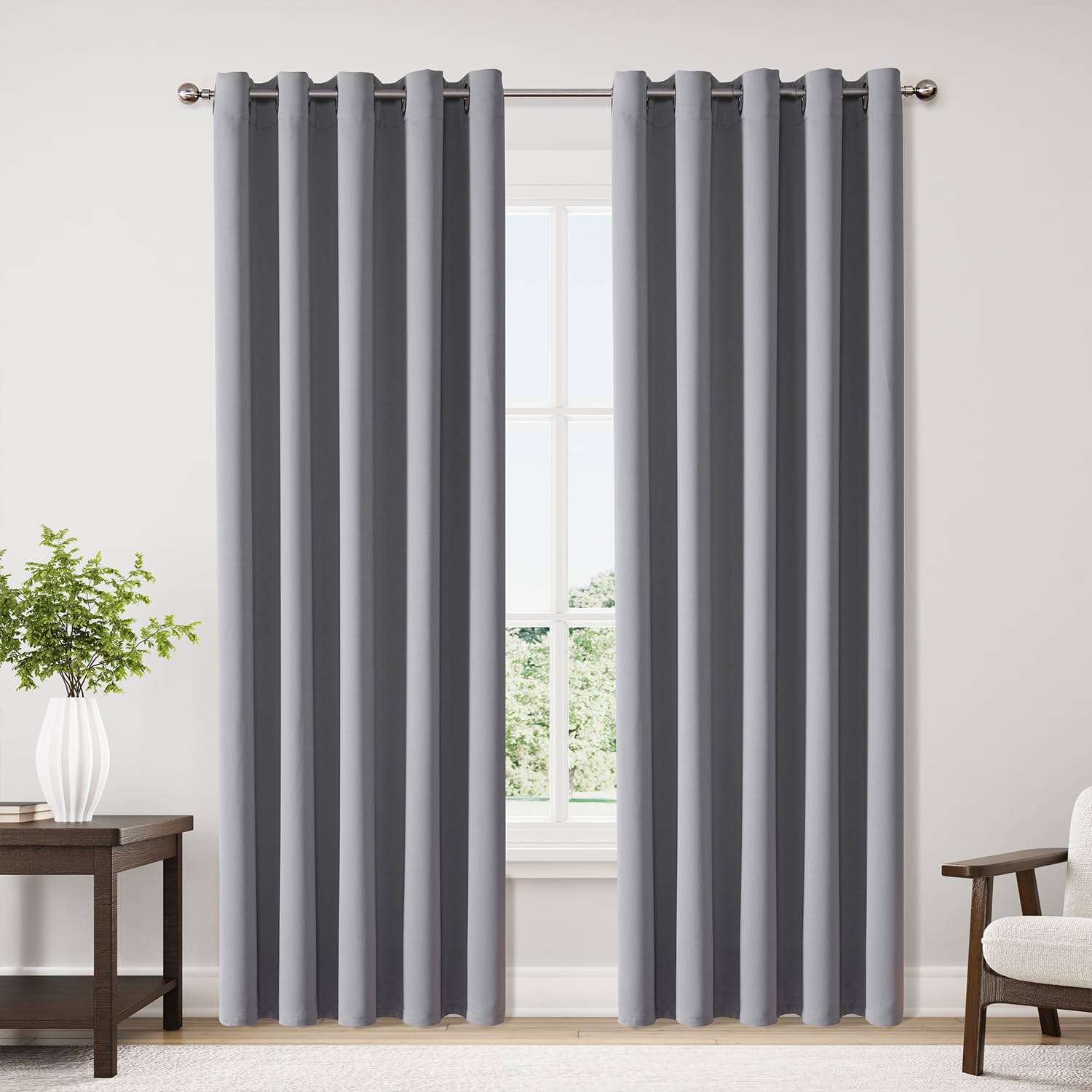 ChrisDowa Grommet Blackout Curtains for Bedroom and Living Room - 2 Panels Set Thermal Insulated Room Darkening Curtains (Dark Grey, 42 x 63 Inch)